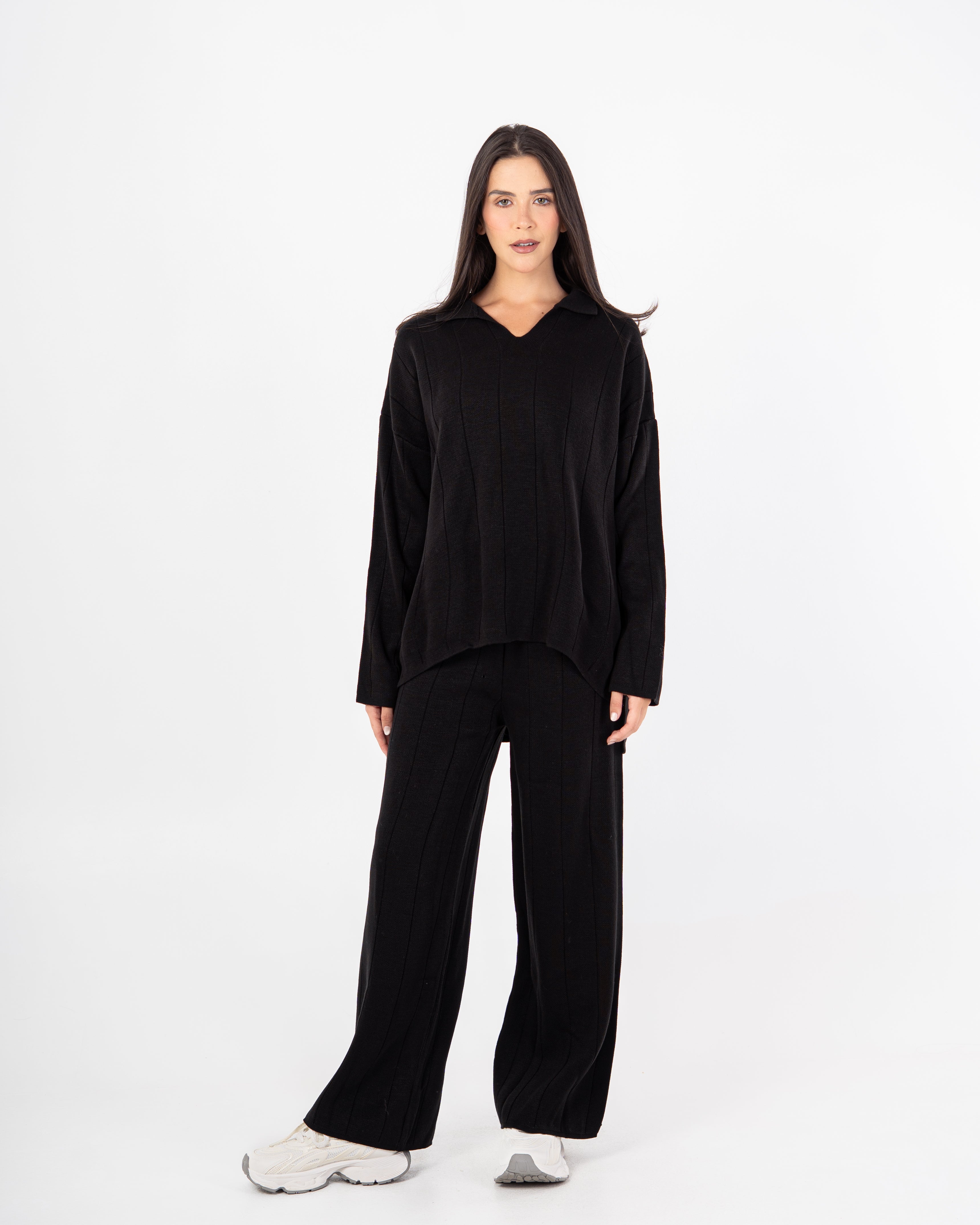 بدلة محبوكة سادة (مع ياقة)