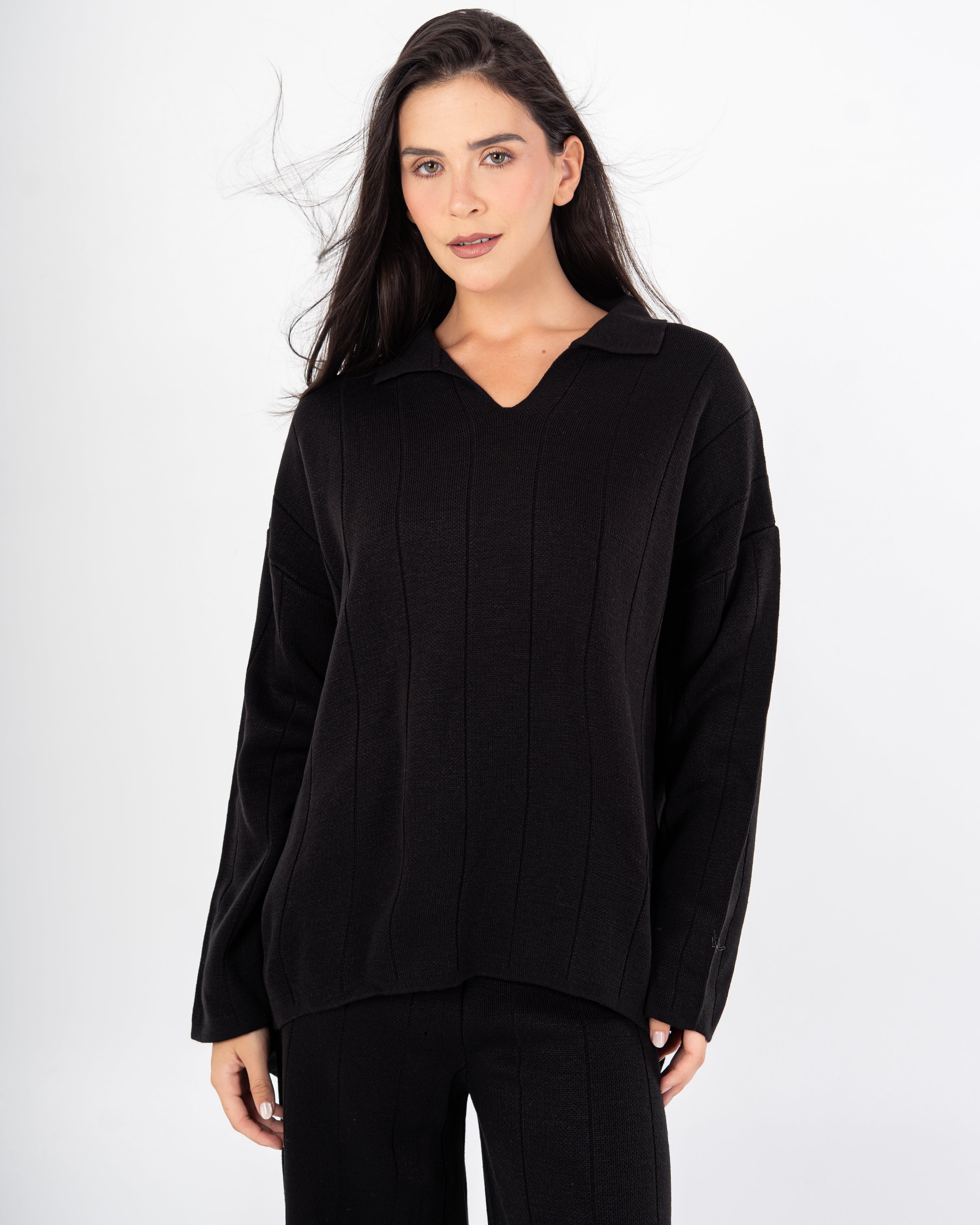 بدلة محبوكة سادة (مع ياقة)