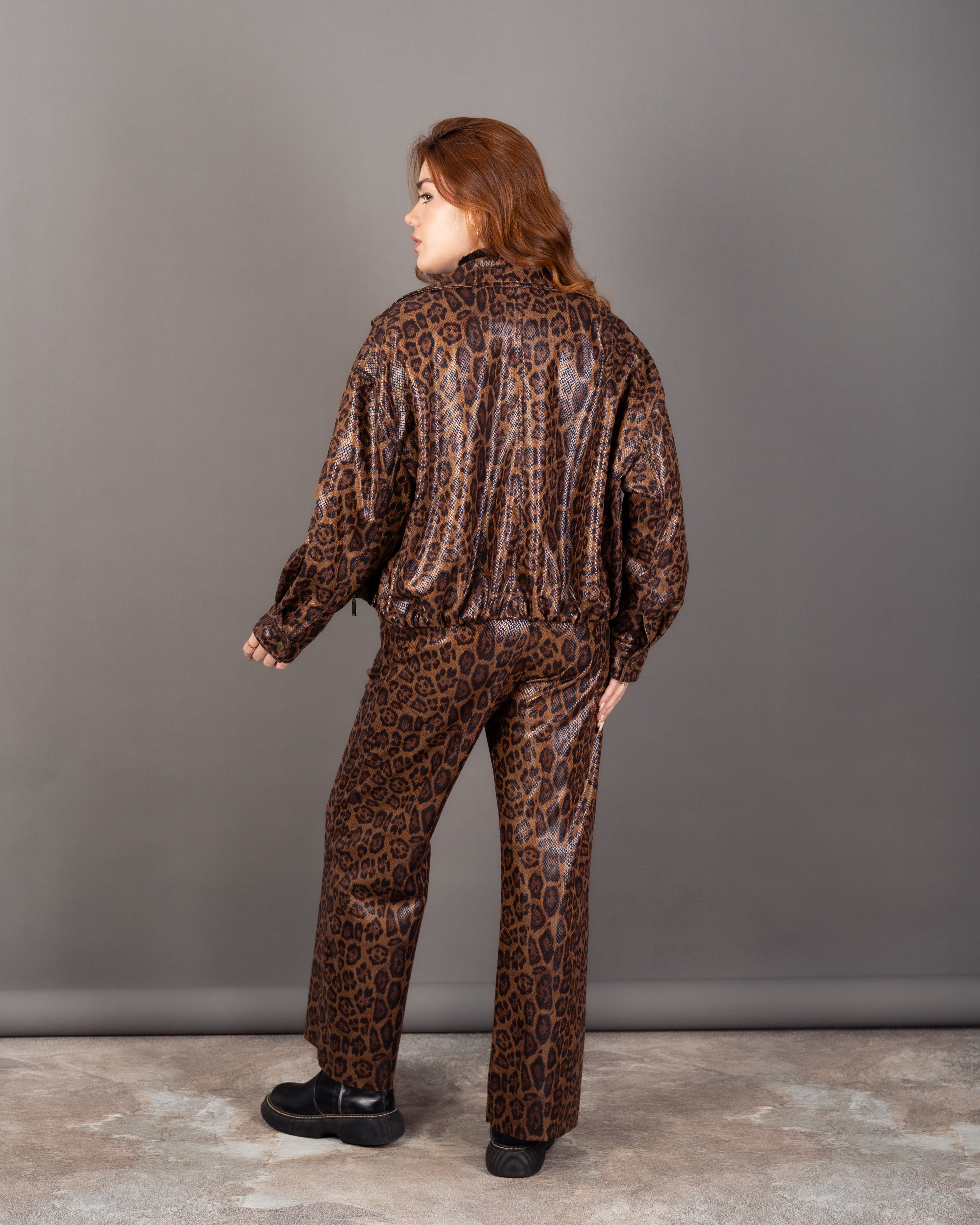 Tiger Print Zip-Up Jacket - With Elastic Waist