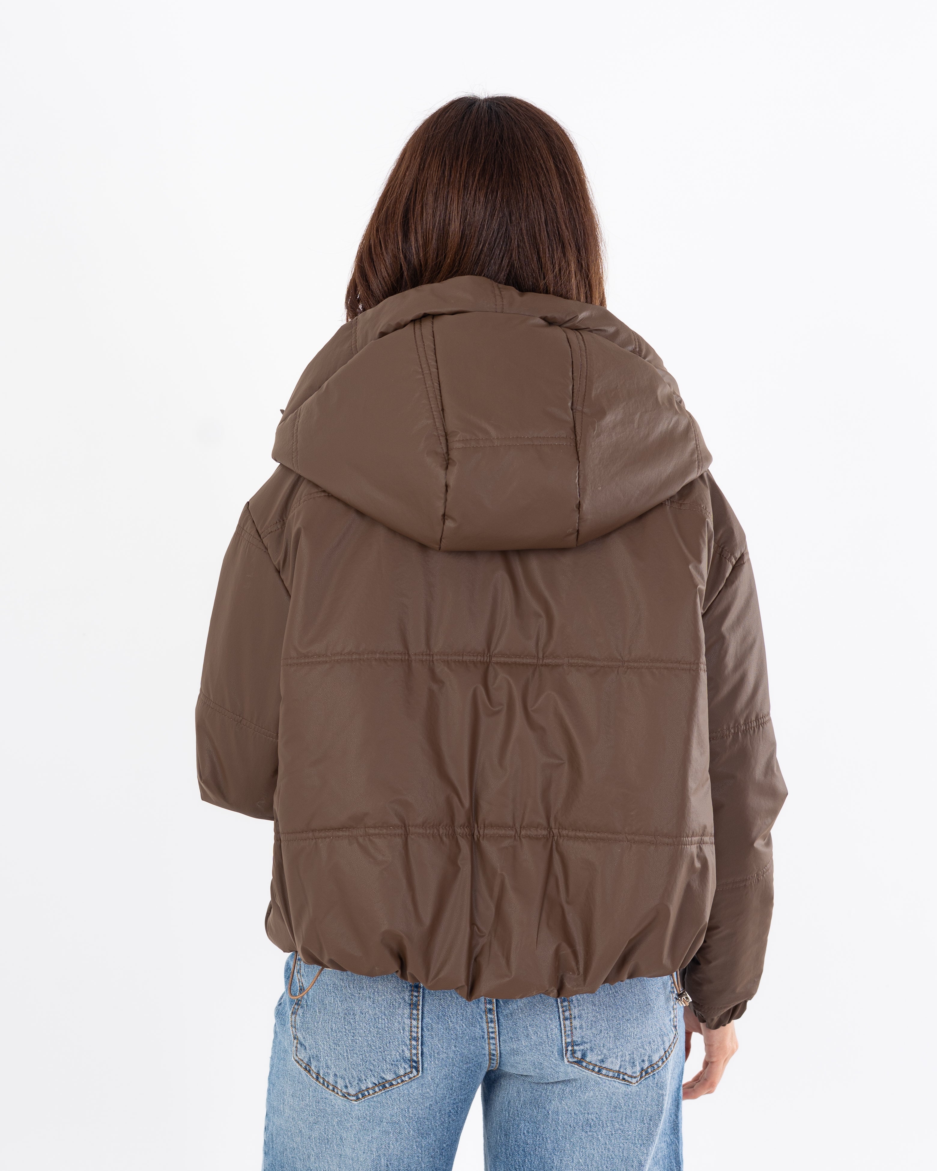 Short Leather Jacket – Hooded (Zipper Pocket)