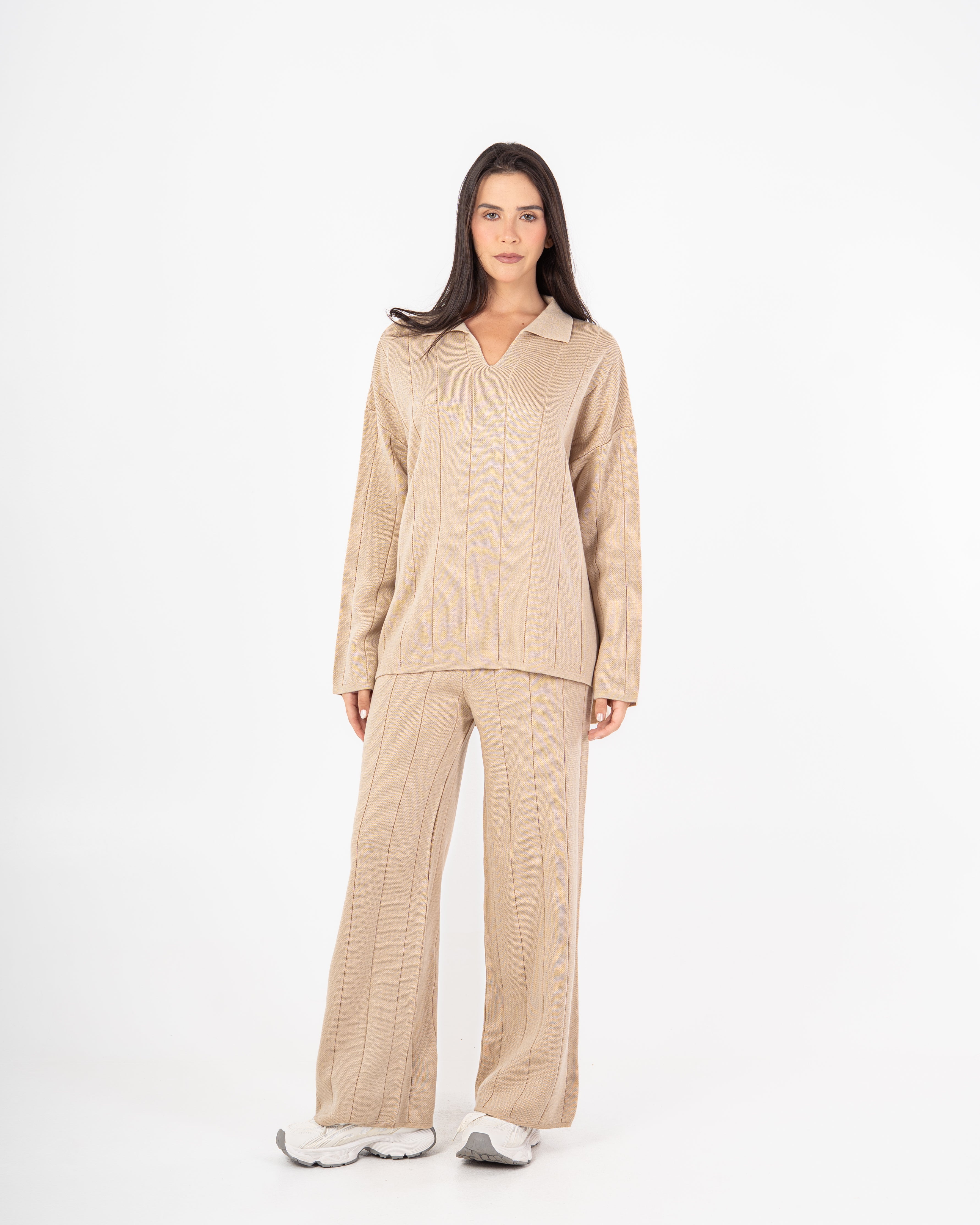 بدلة محبوكة سادة (مع ياقة)