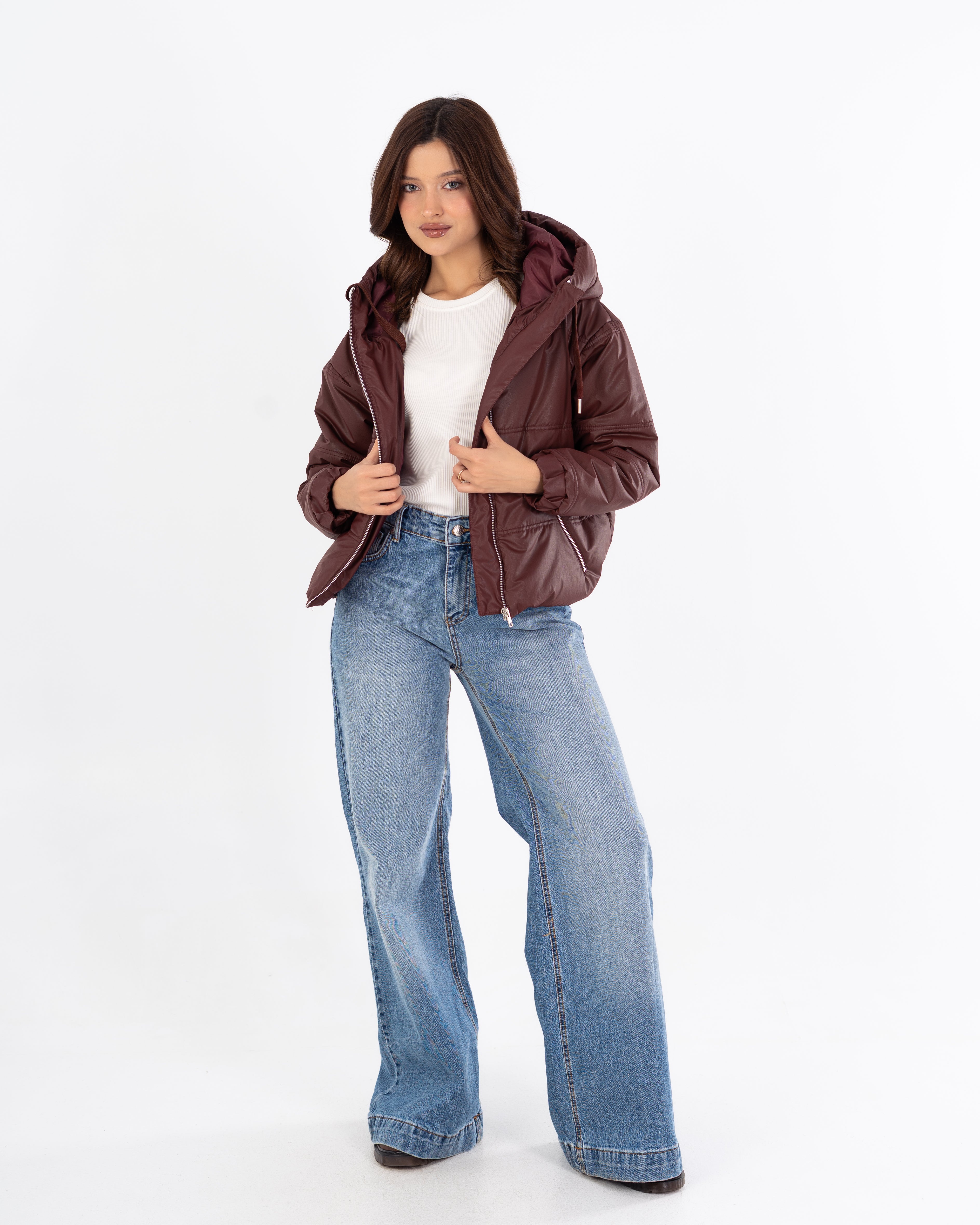 Short Leather Jacket – Hooded (Zipper Pocket)