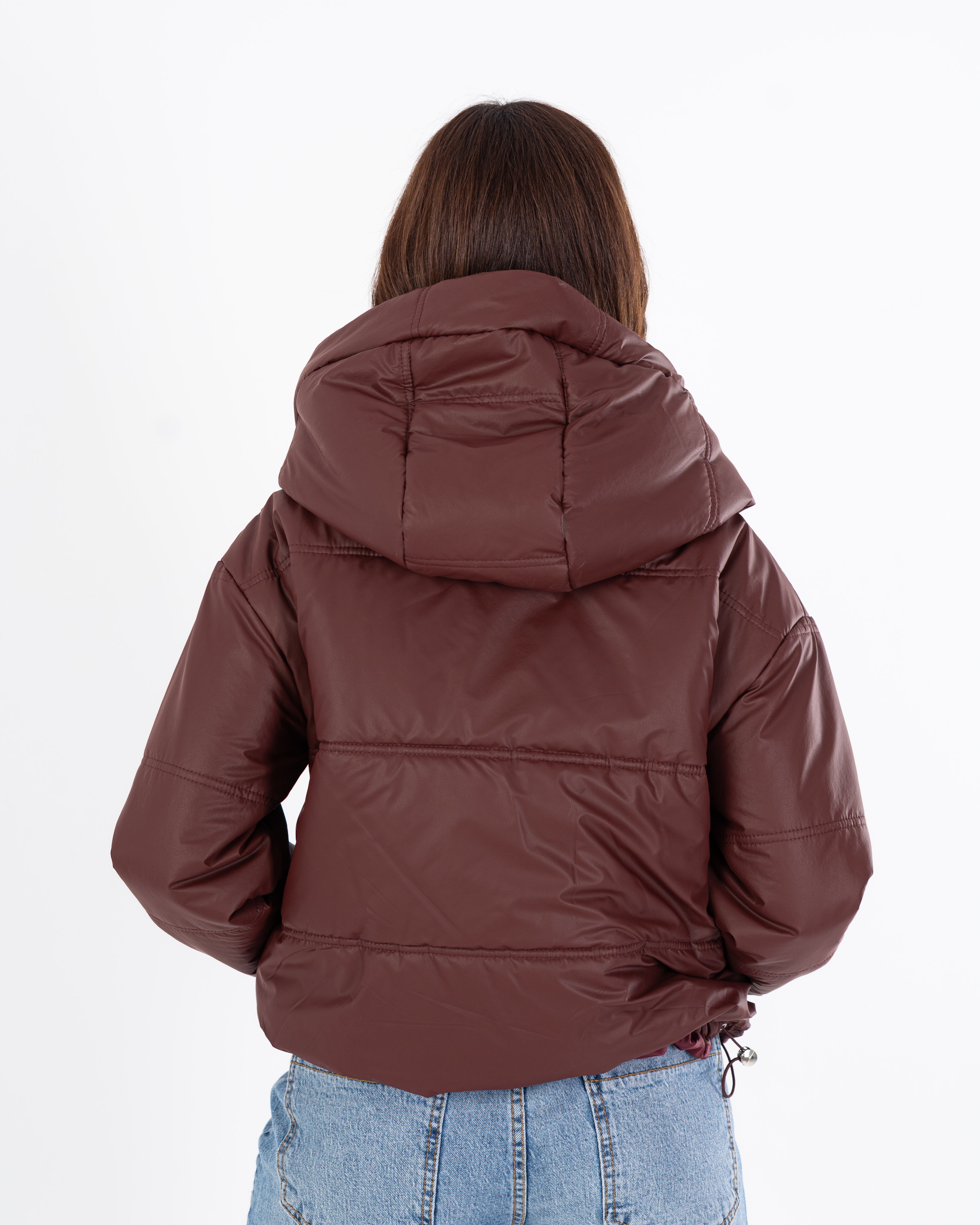 Short Leather Jacket – Hooded (Zipper Pocket)