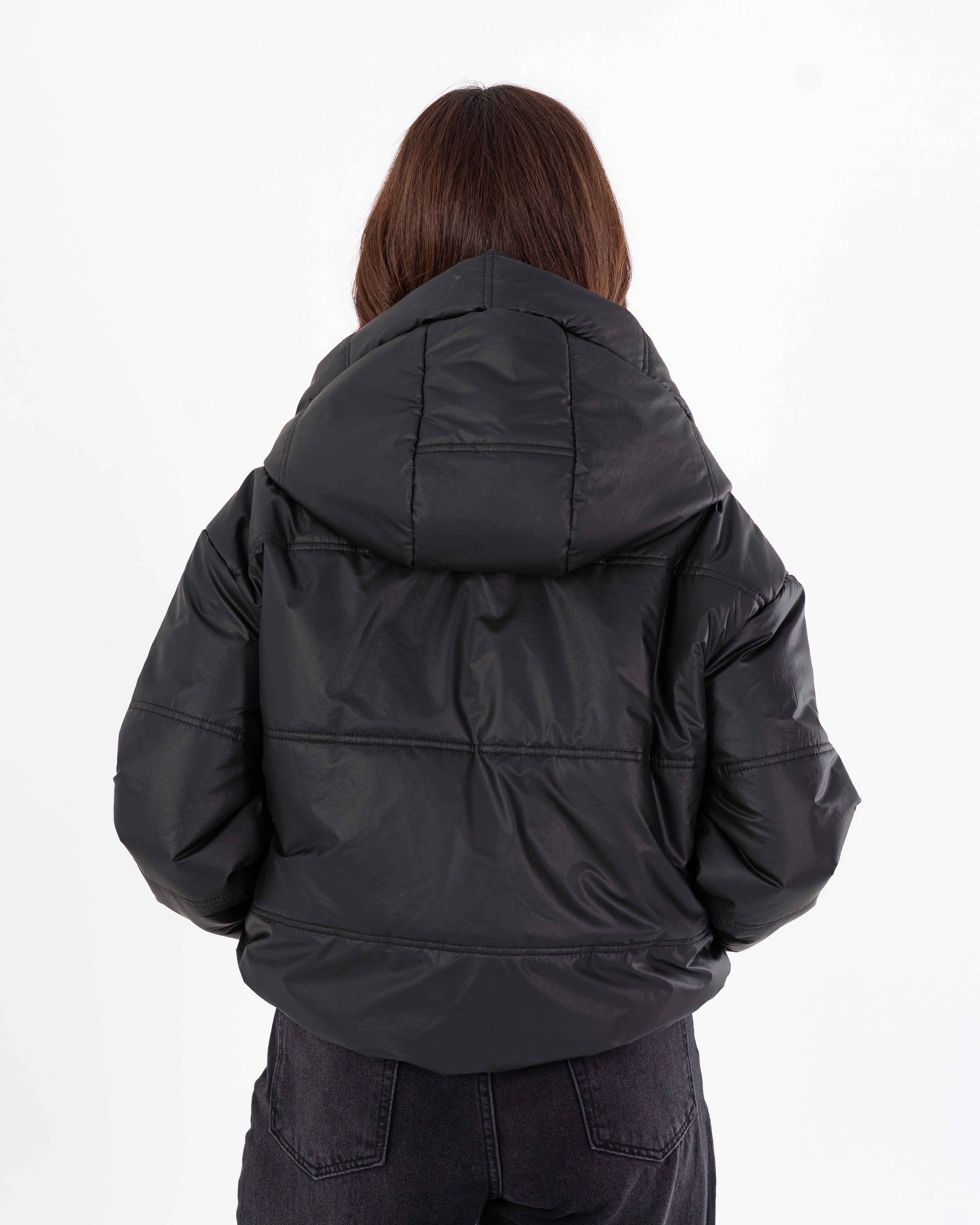 Short Leather Jacket – Hooded (Zipper Pocket)