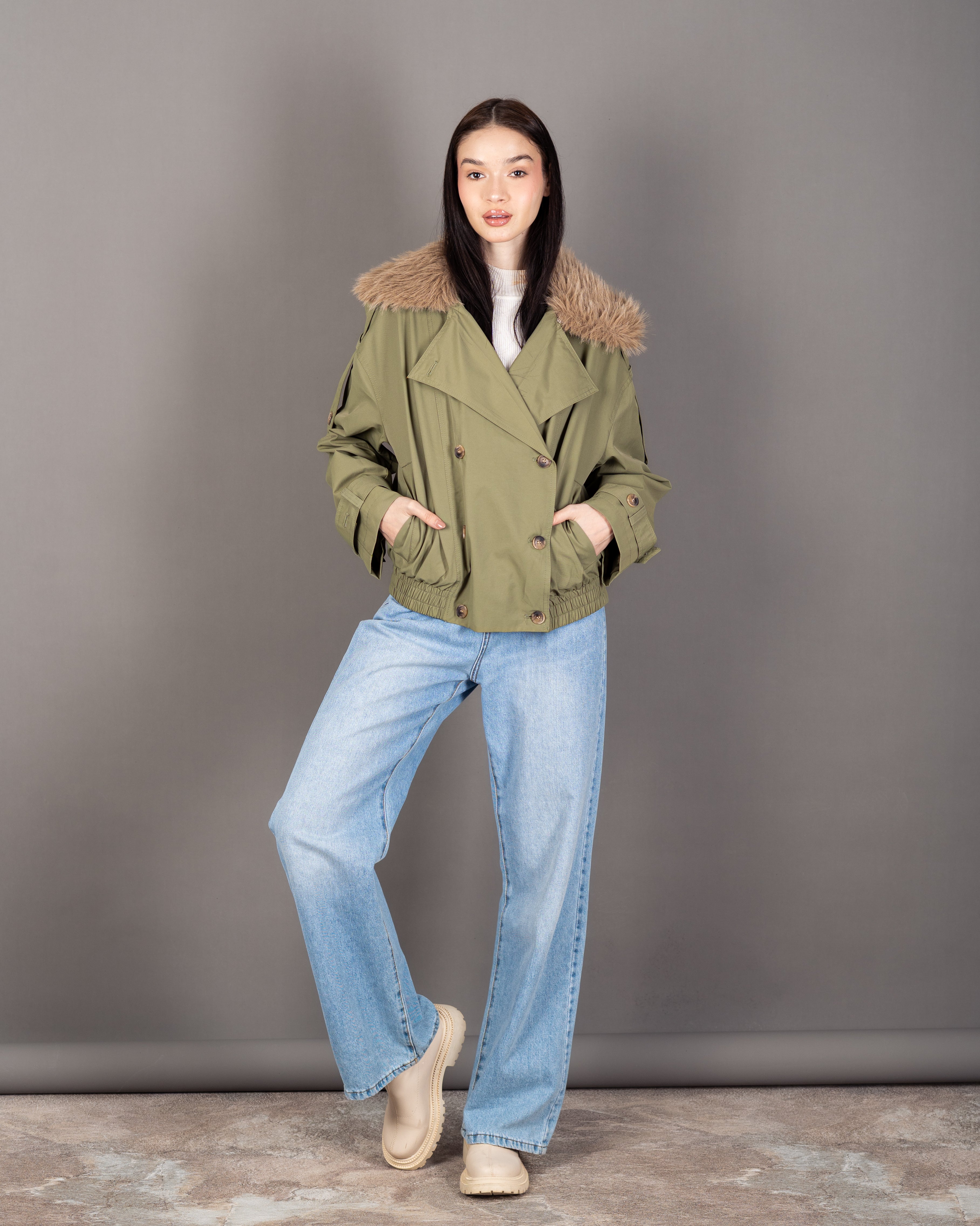 Gabardine Jacket - With Fur Lining (Multiple Colors)