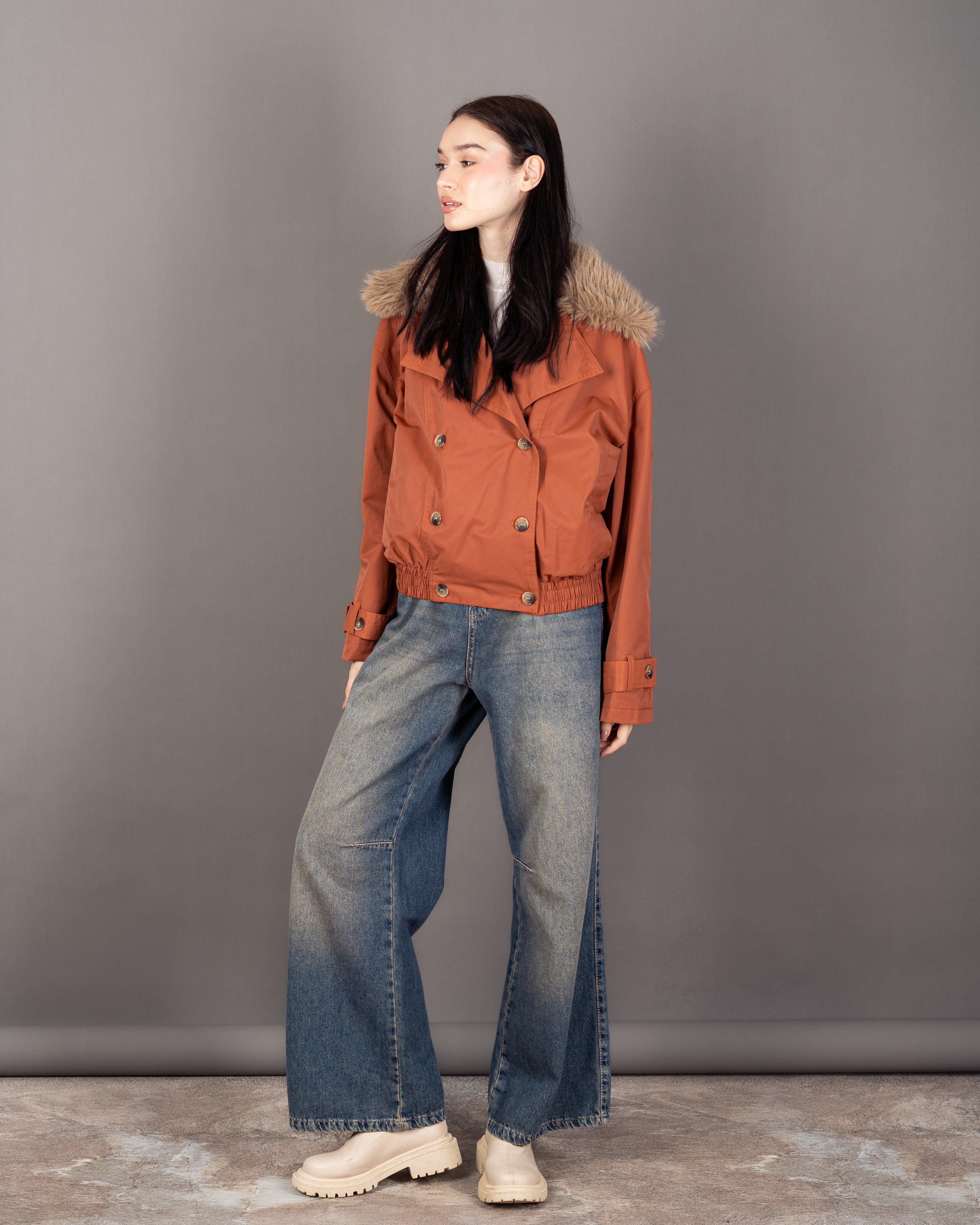 Gabardine Jacket - With Fur Lining (Multiple Colors)