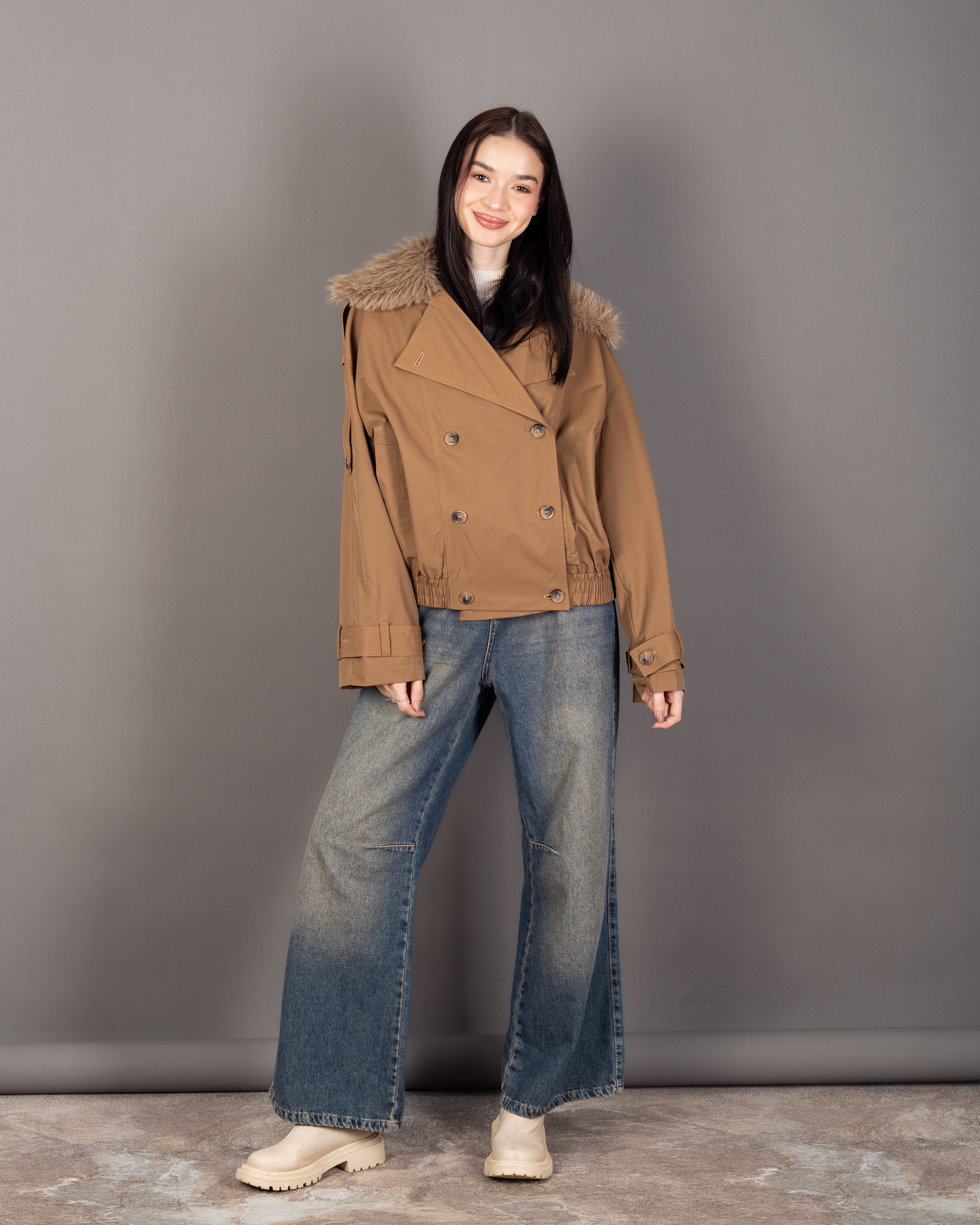 Gabardine Jacket - With Fur Lining (Multiple Colors)