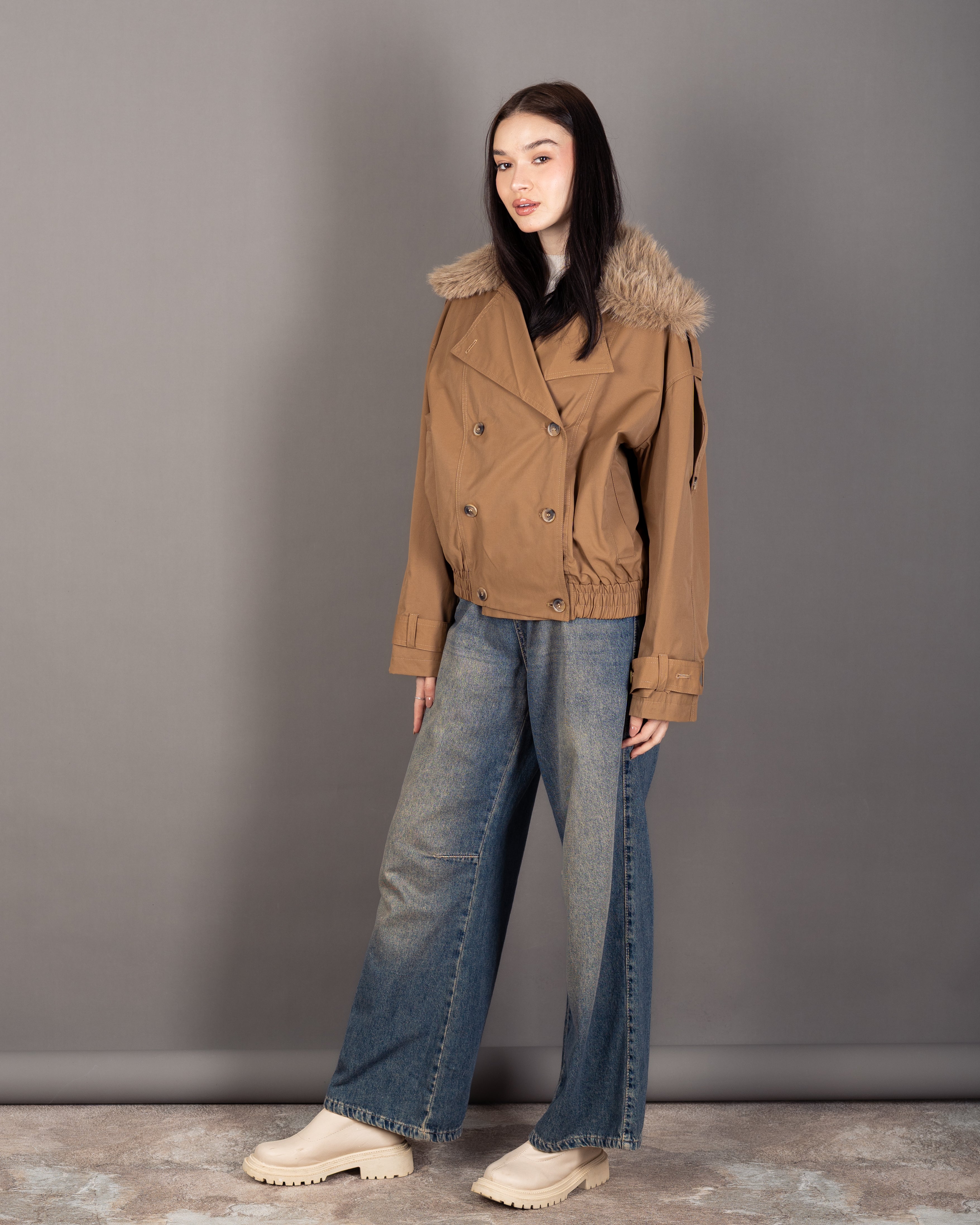 Gabardine Jacket - With Fur Lining (Multiple Colors)
