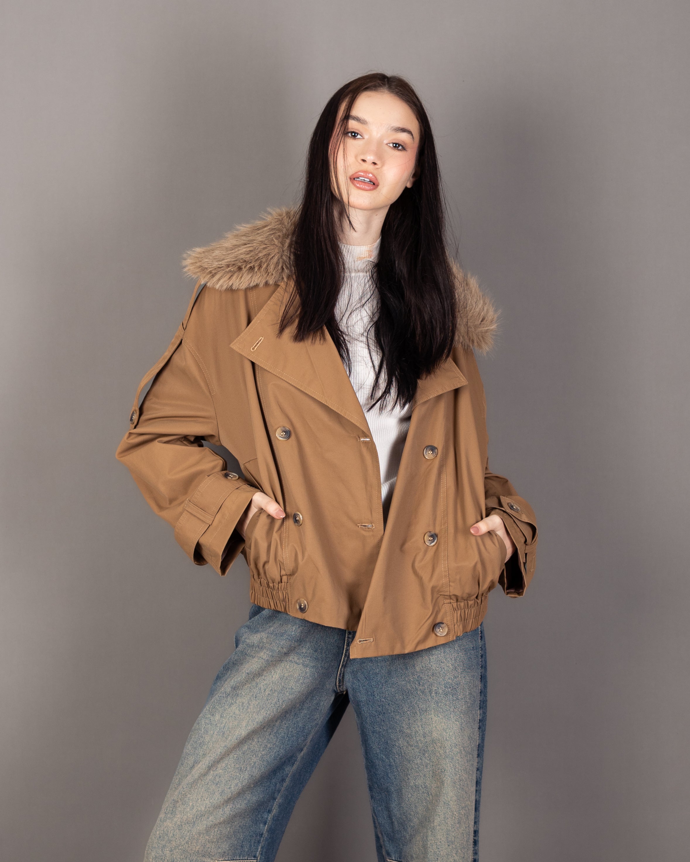 Gabardine Jacket - With Fur Lining (Multiple Colors)