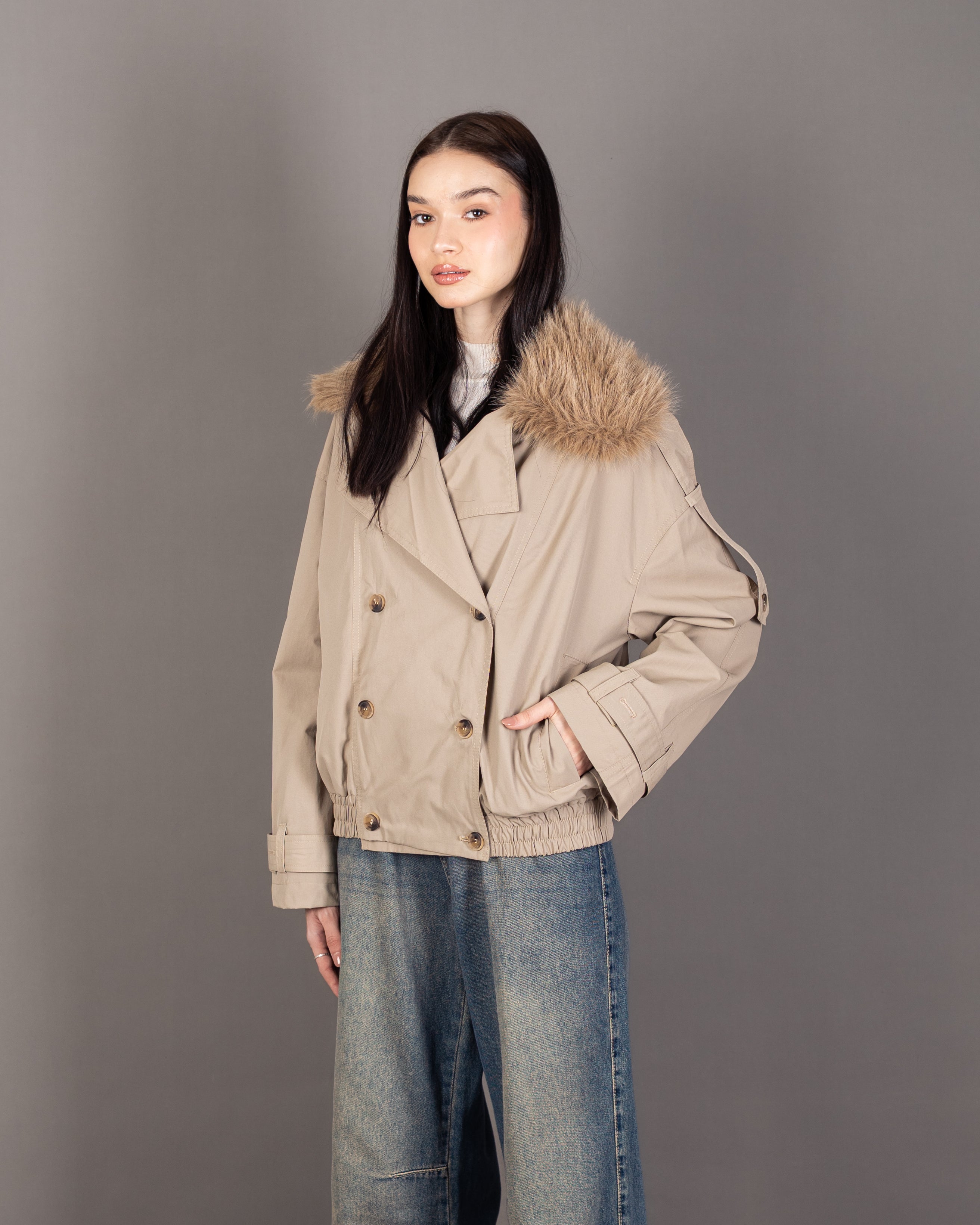 Gabardine Jacket - With Fur Lining (Multiple Colors)