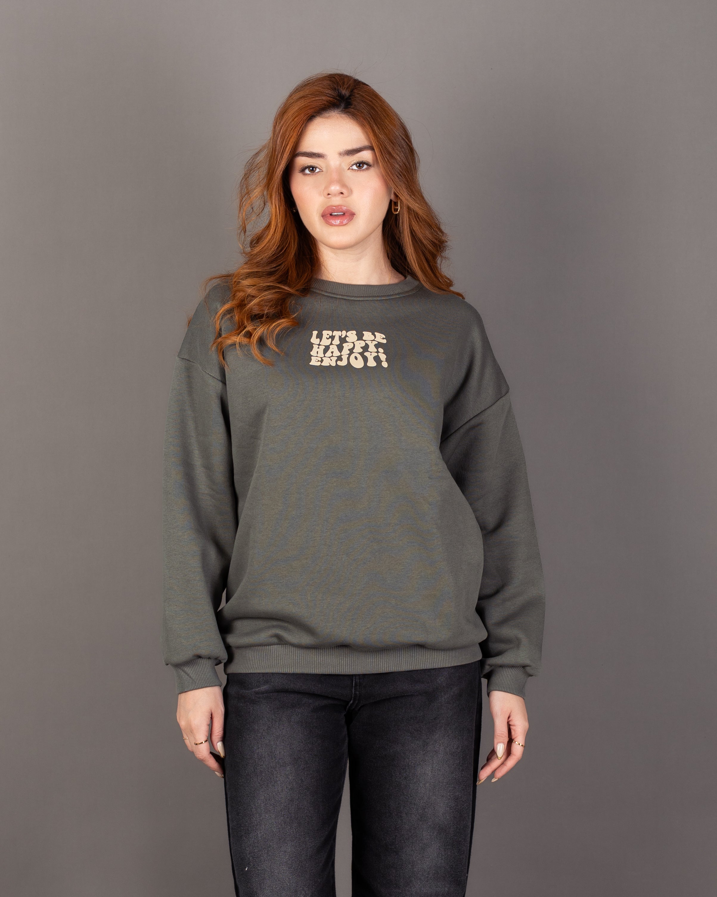 سويت شيرت مطبوع كبير الحجم - برقبة دائرية