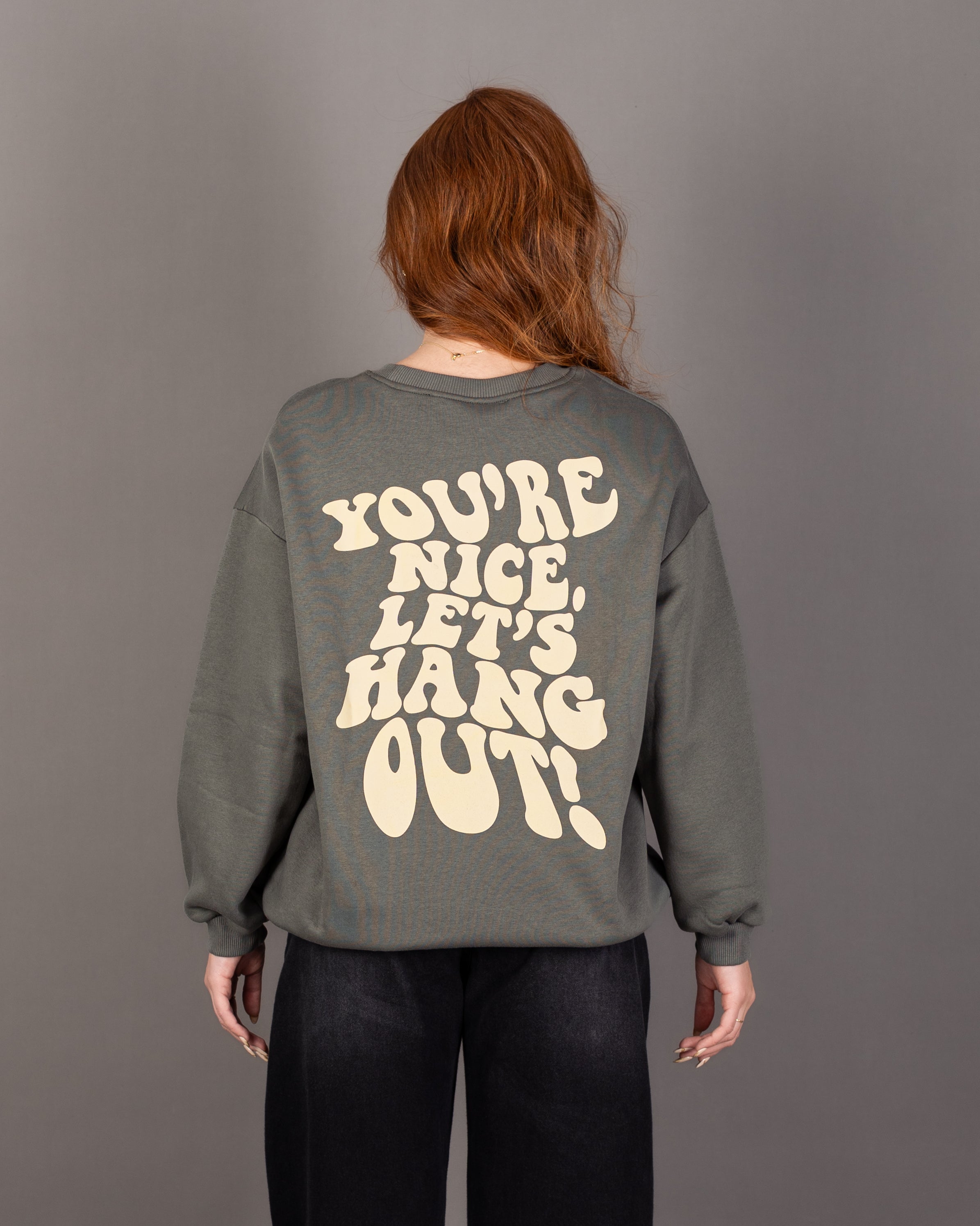 سويت شيرت مطبوع كبير الحجم - برقبة دائرية