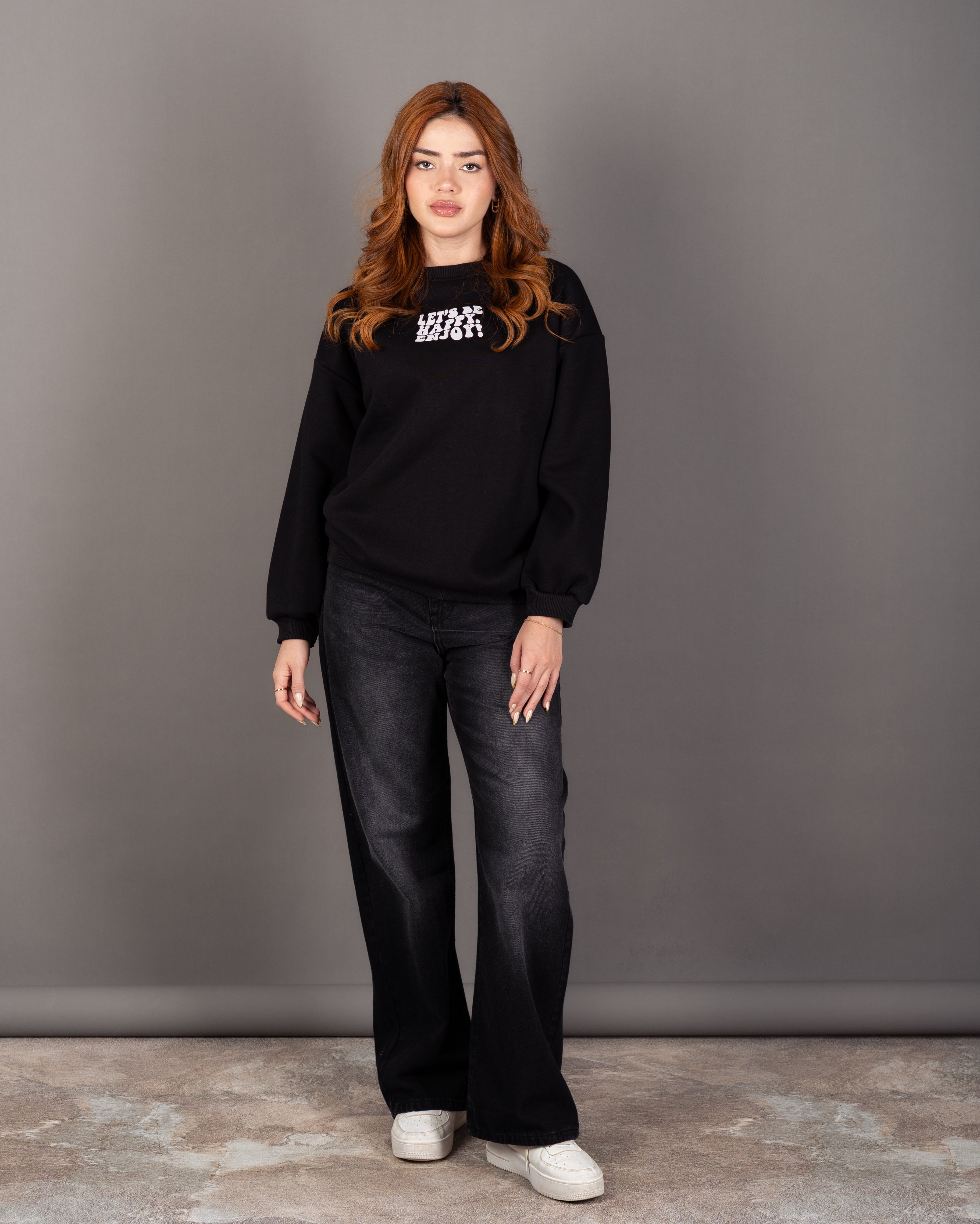 سويت شيرت مطبوع كبير الحجم - برقبة دائرية