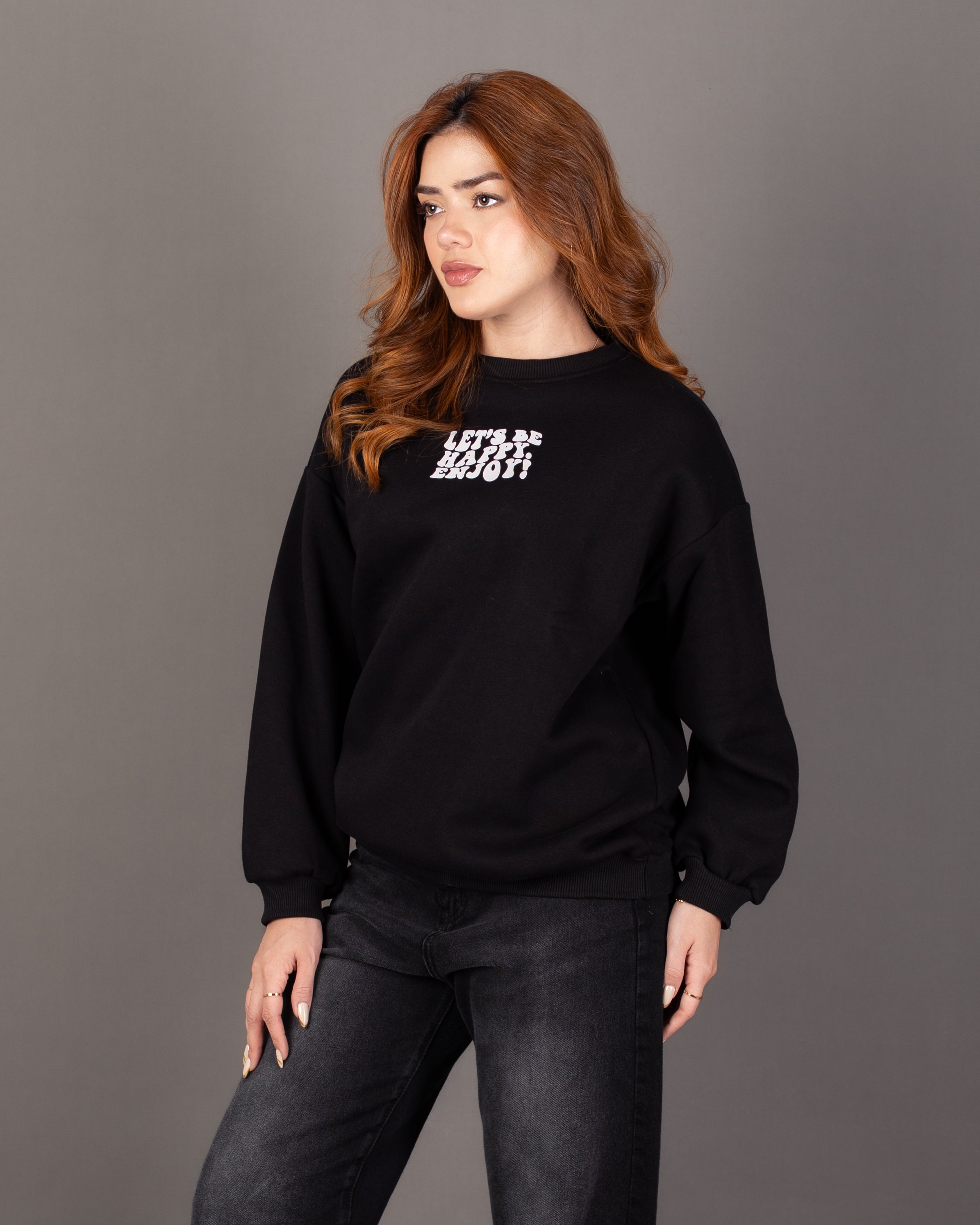 سويت شيرت مطبوع كبير الحجم - برقبة دائرية