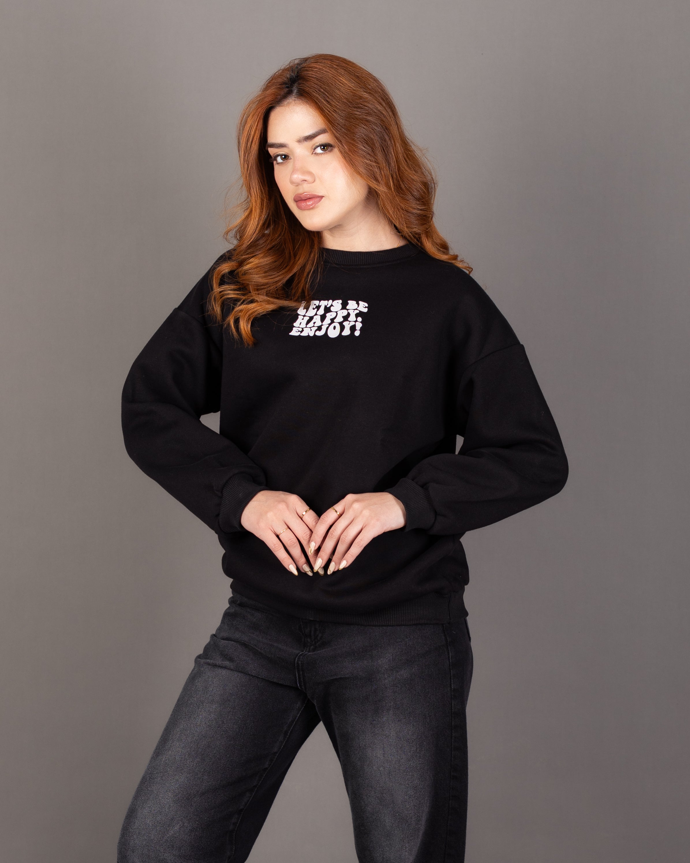 سويت شيرت مطبوع كبير الحجم - برقبة دائرية