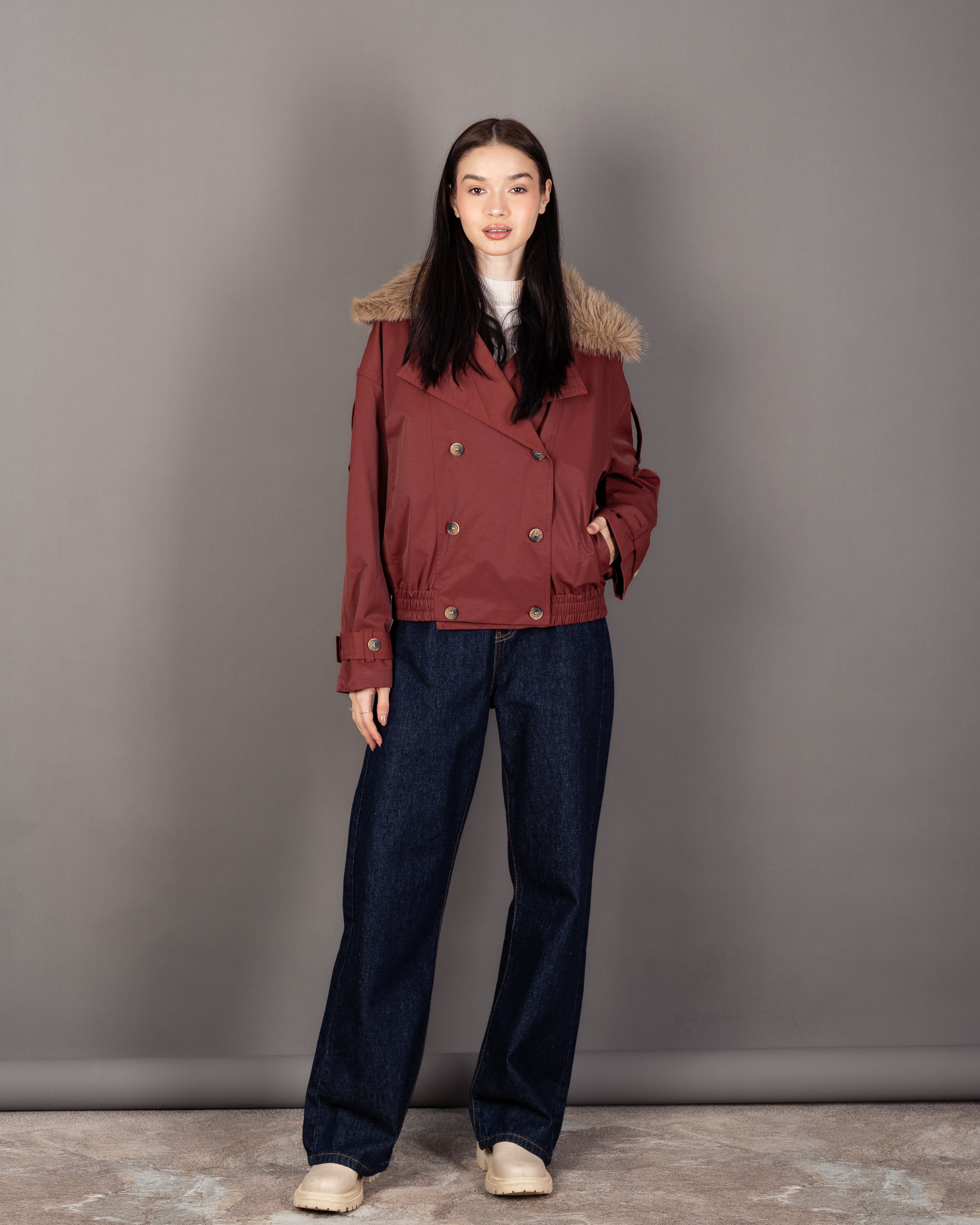 Gabardine Jacket - With Fur Lining (Multiple Colors)