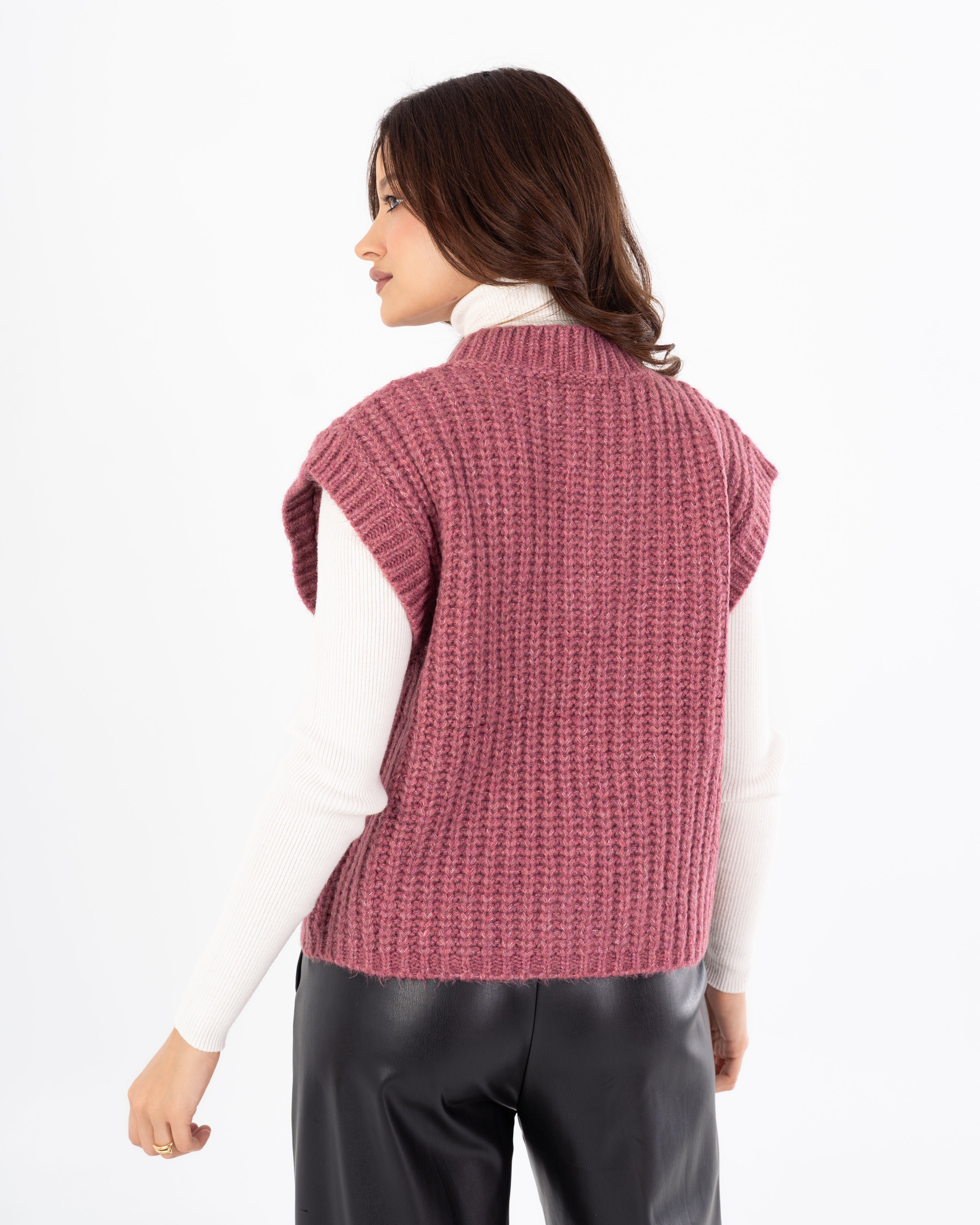 Knitwear Vest With Buttons - (Two-Pockets)