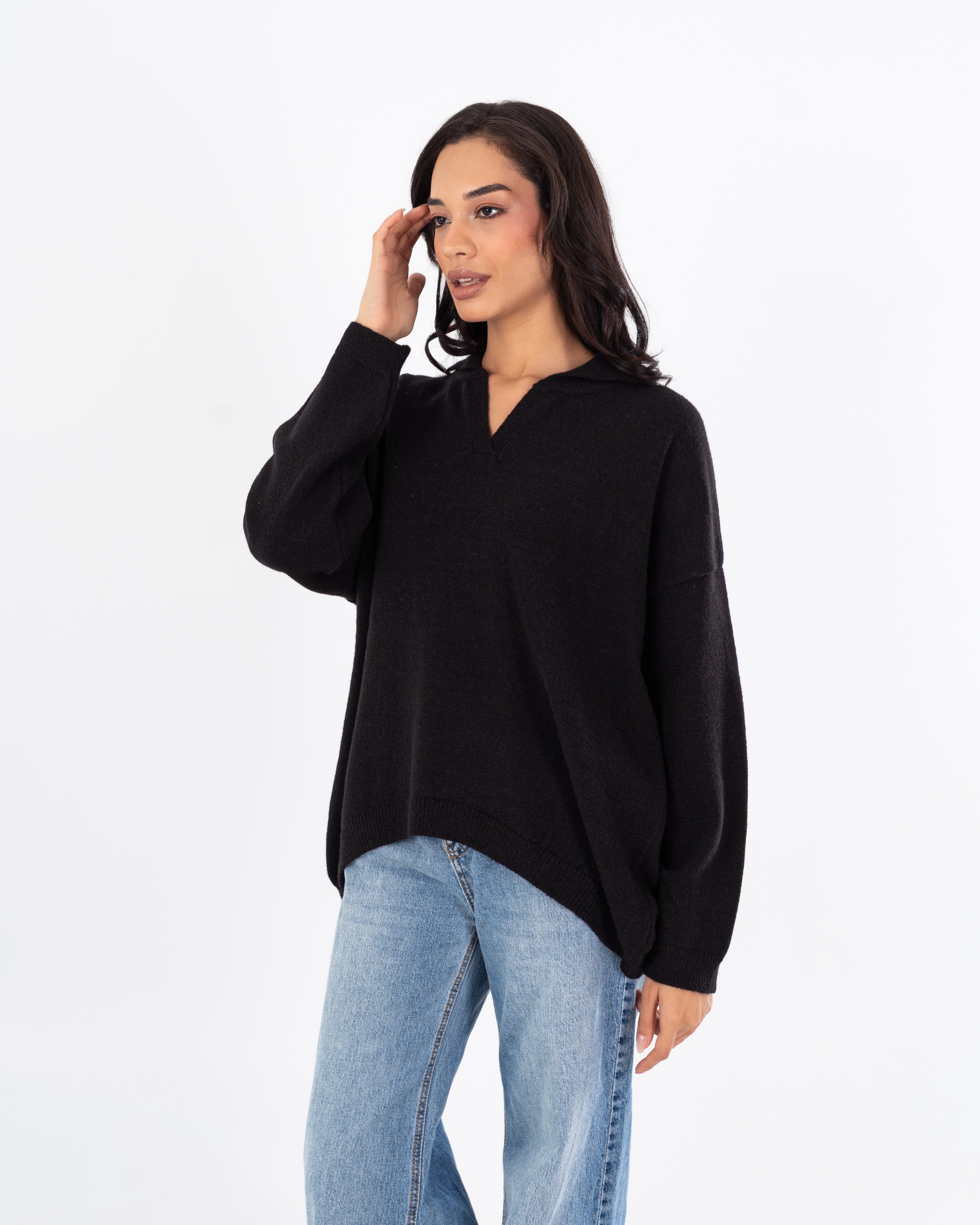 بلوفر كبير الحجم – رقبة على شكل حرف V (ألوان)