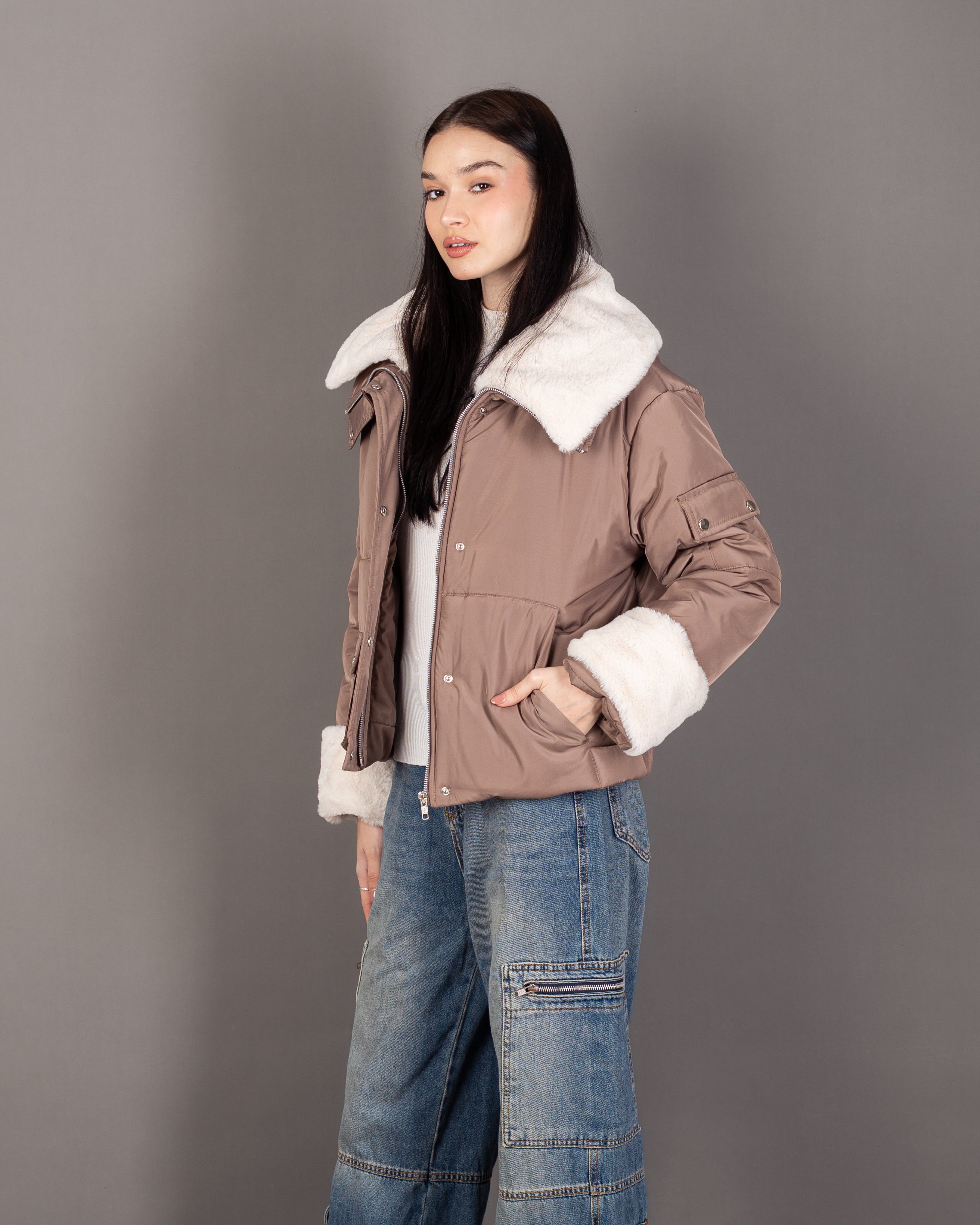 Waterproof Jacket With-  (Fur-Trimmed) Sleeves And Lining