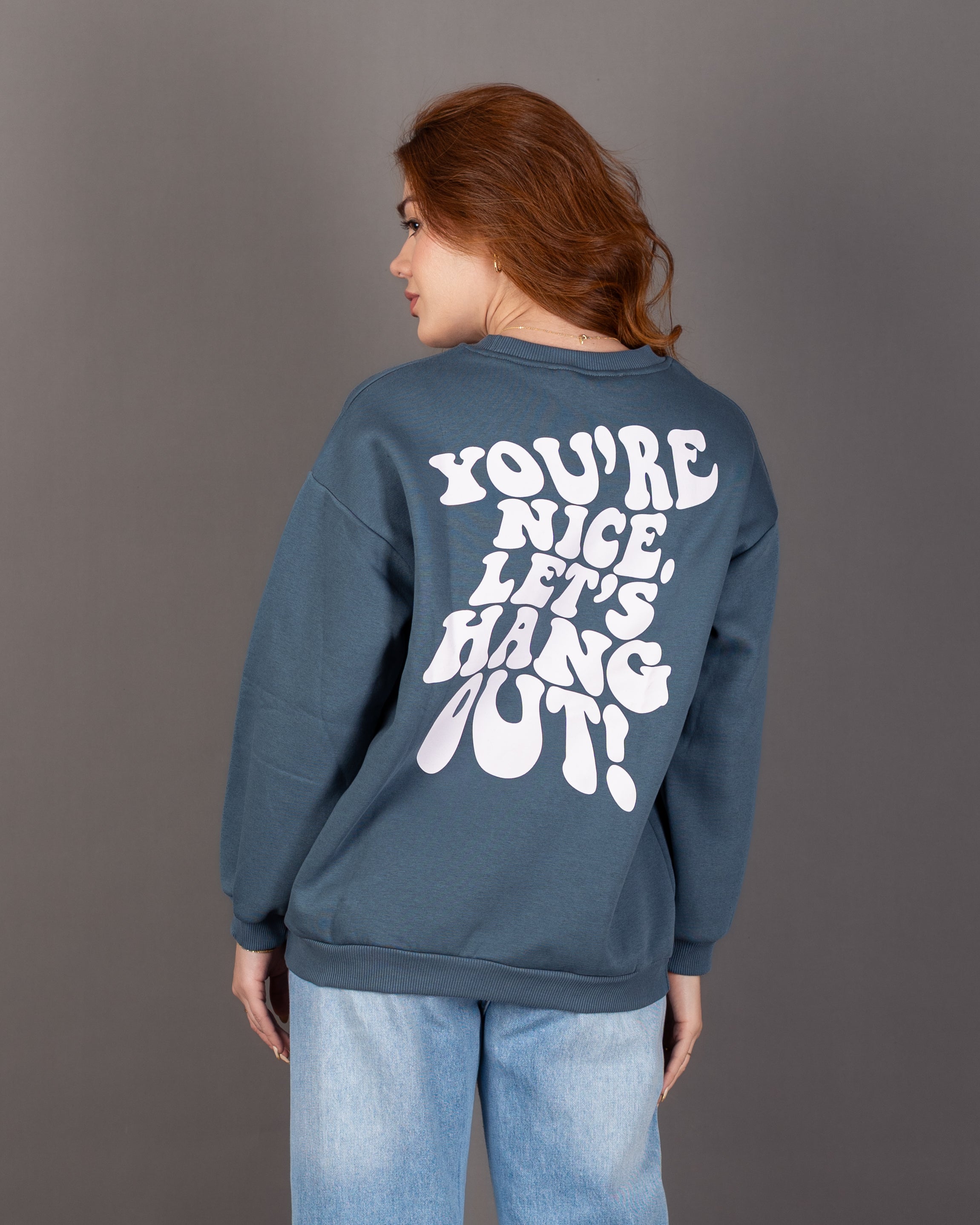 سويت شيرت مطبوع كبير الحجم - برقبة دائرية