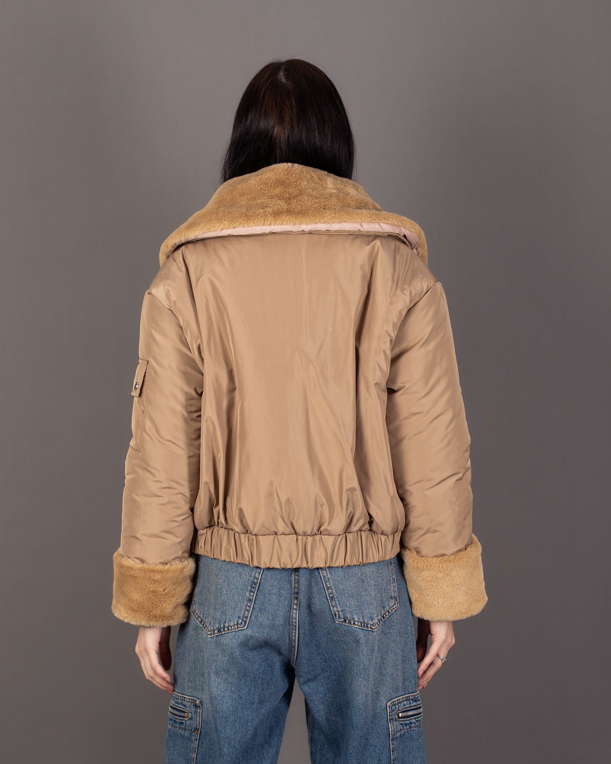 Waterproof Jacket With-  (Fur-Trimmed) Sleeves And Lining