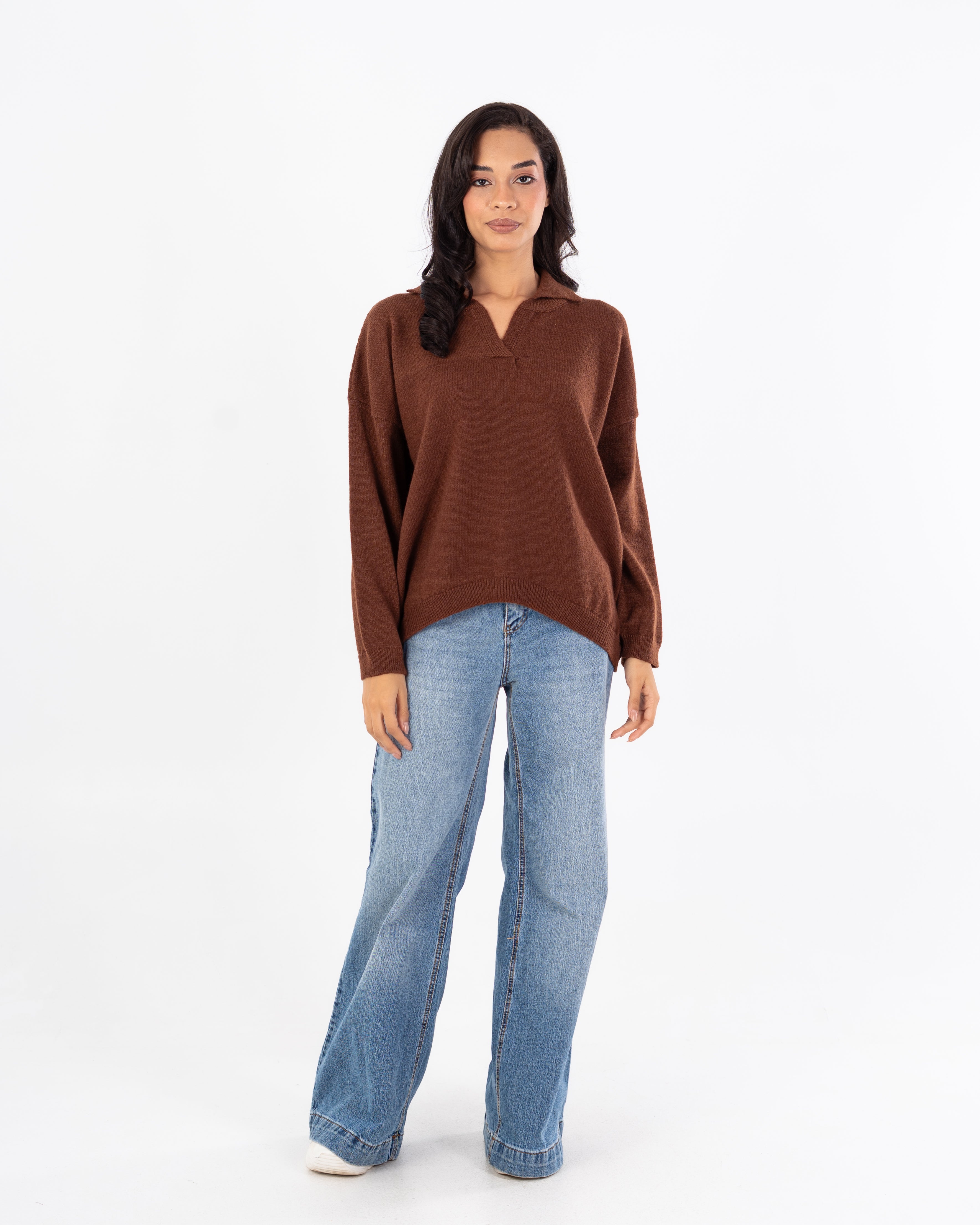 بلوفر كبير الحجم – رقبة على شكل حرف V (ألوان)