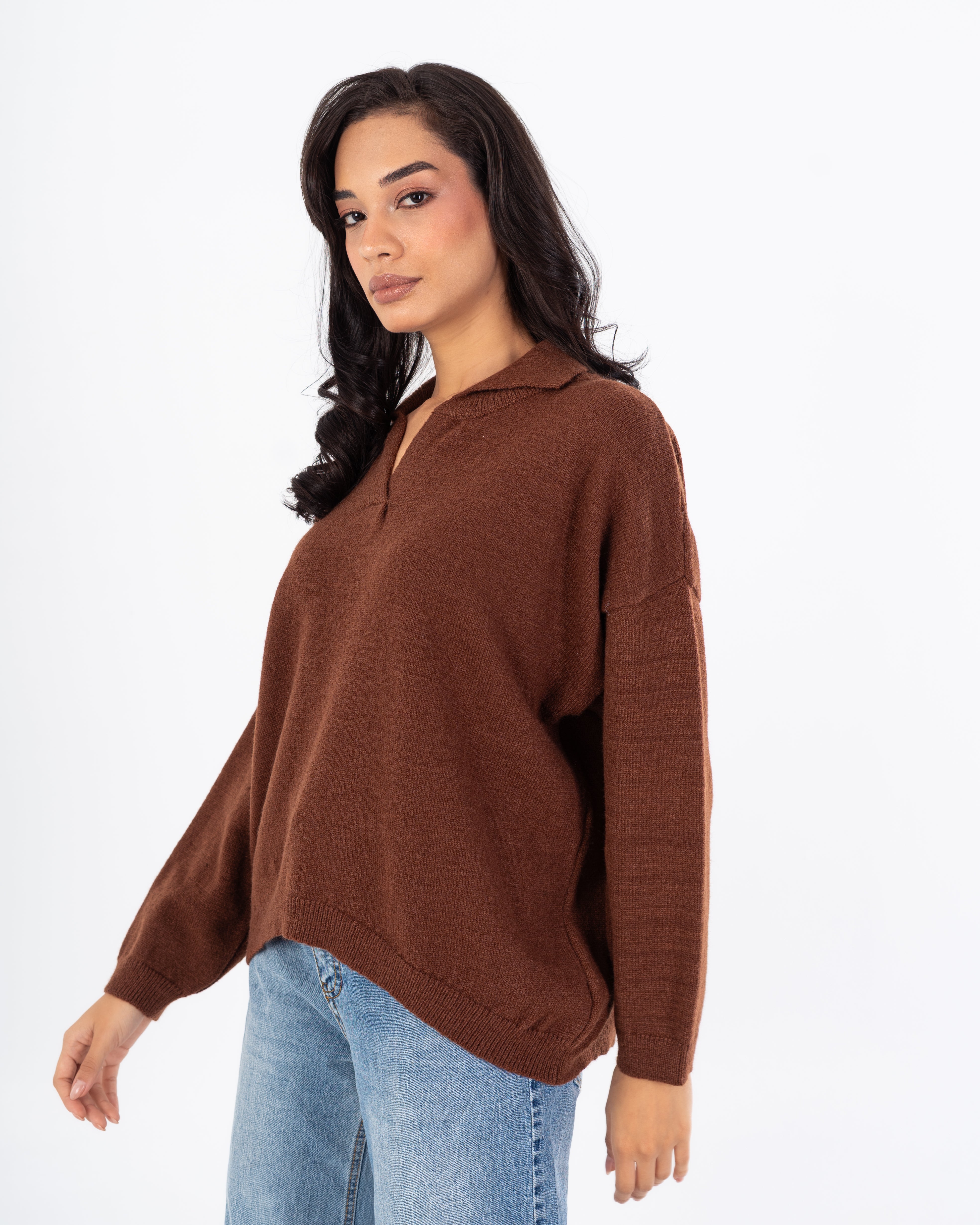 بلوفر كبير الحجم – رقبة على شكل حرف V (ألوان)