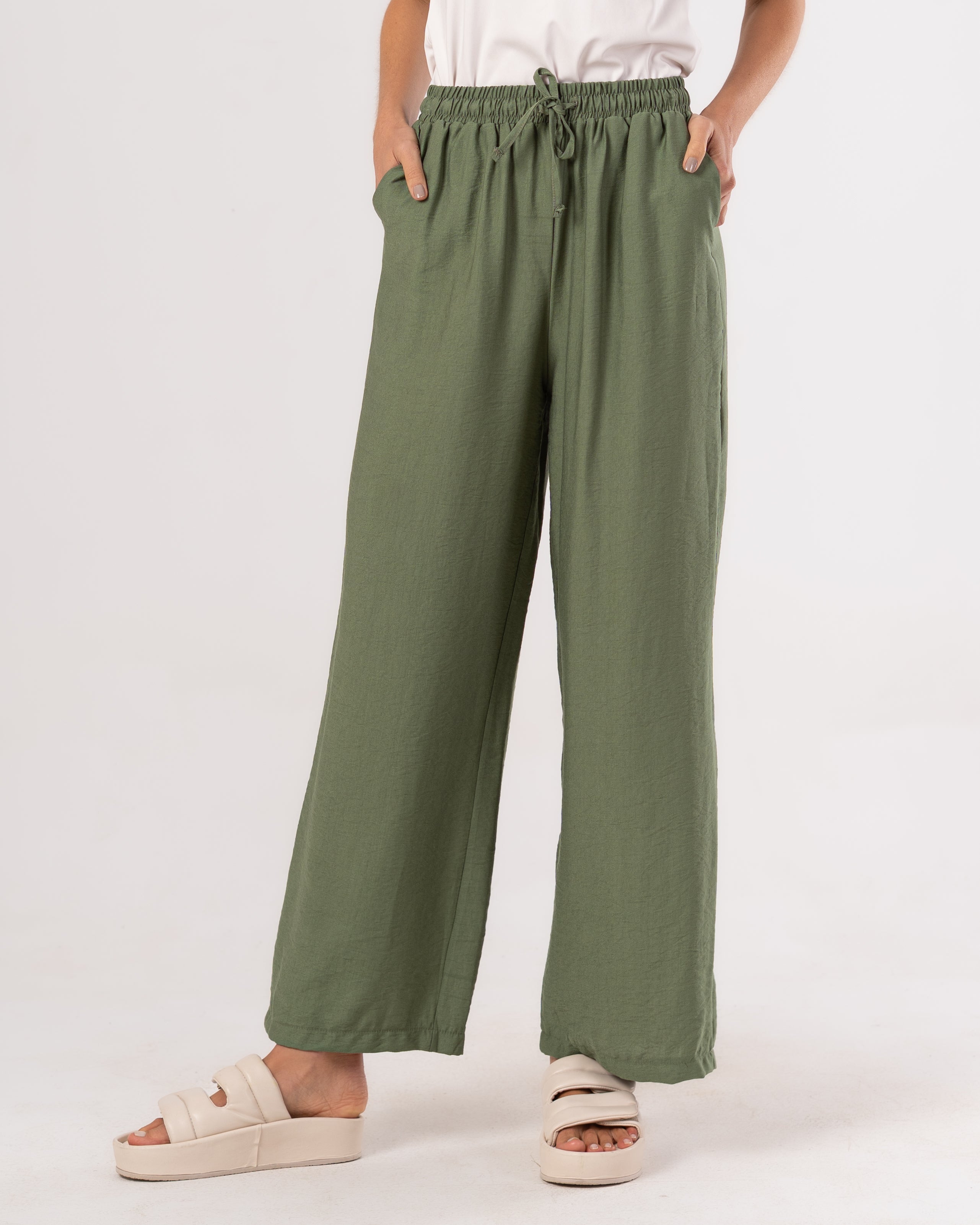 Plain Linen Trouser - ( Drawstring - Elastic Waist )