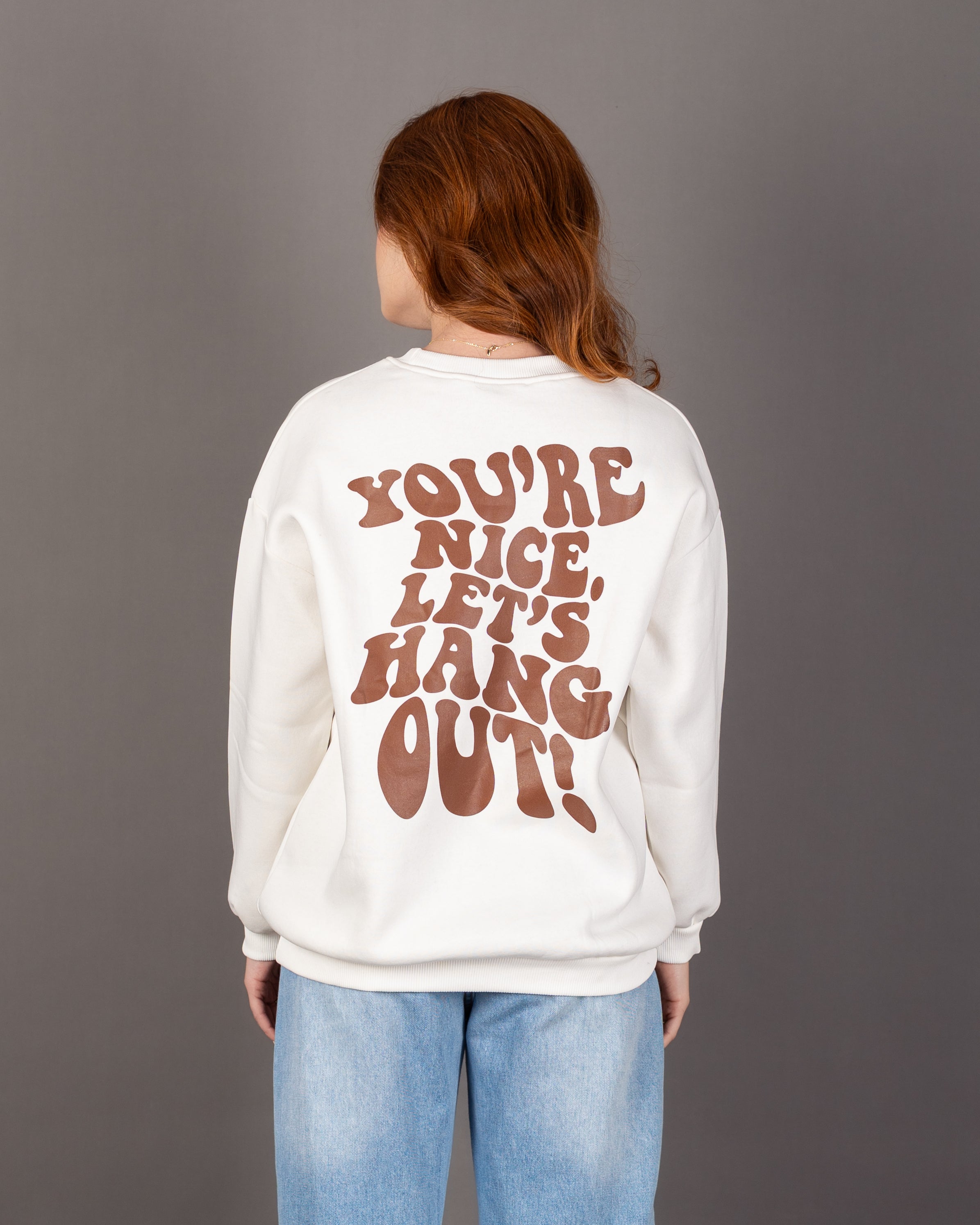 سويت شيرت مطبوع كبير الحجم - برقبة دائرية