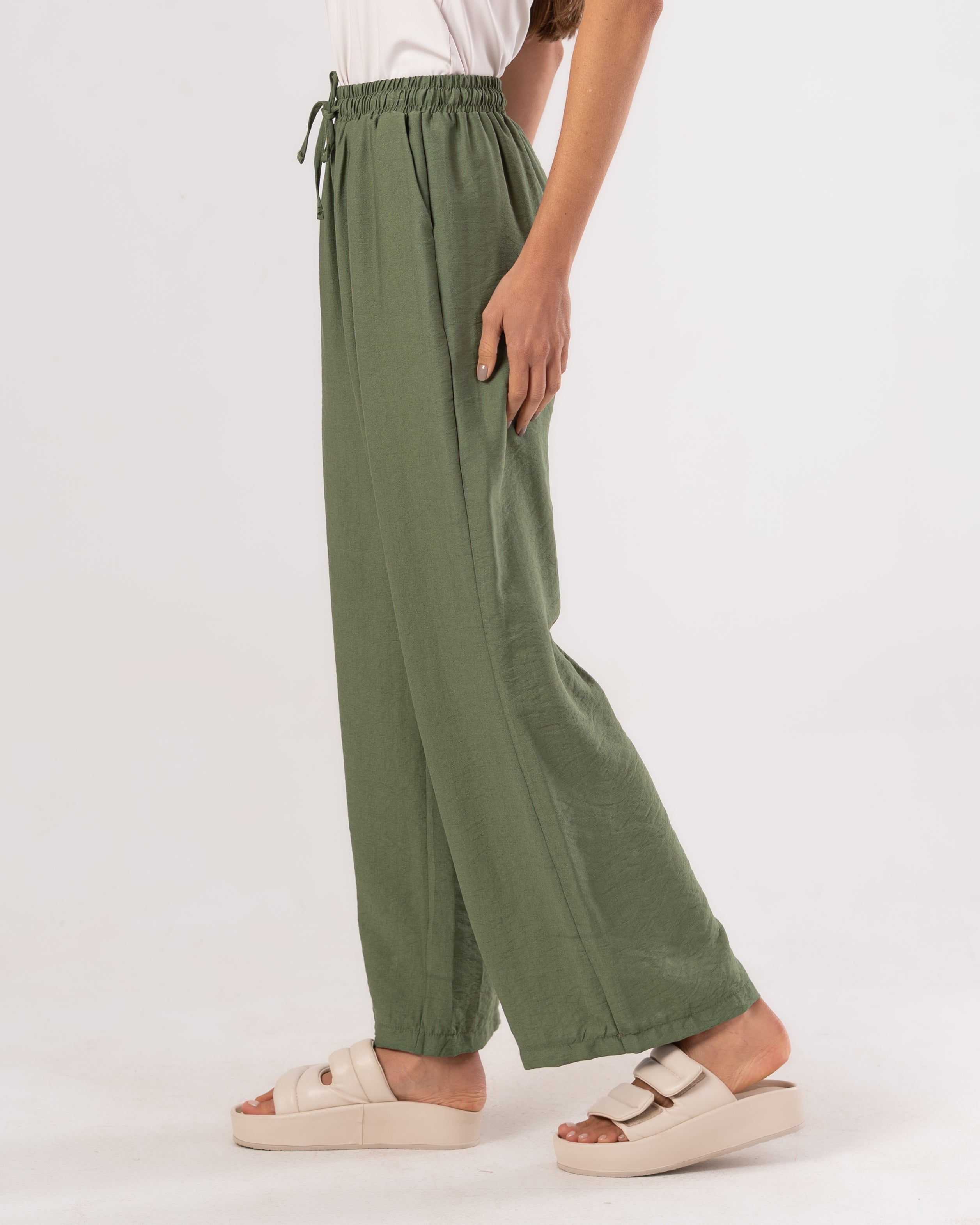 Plain Linen Trouser - ( Drawstring - Elastic Waist )