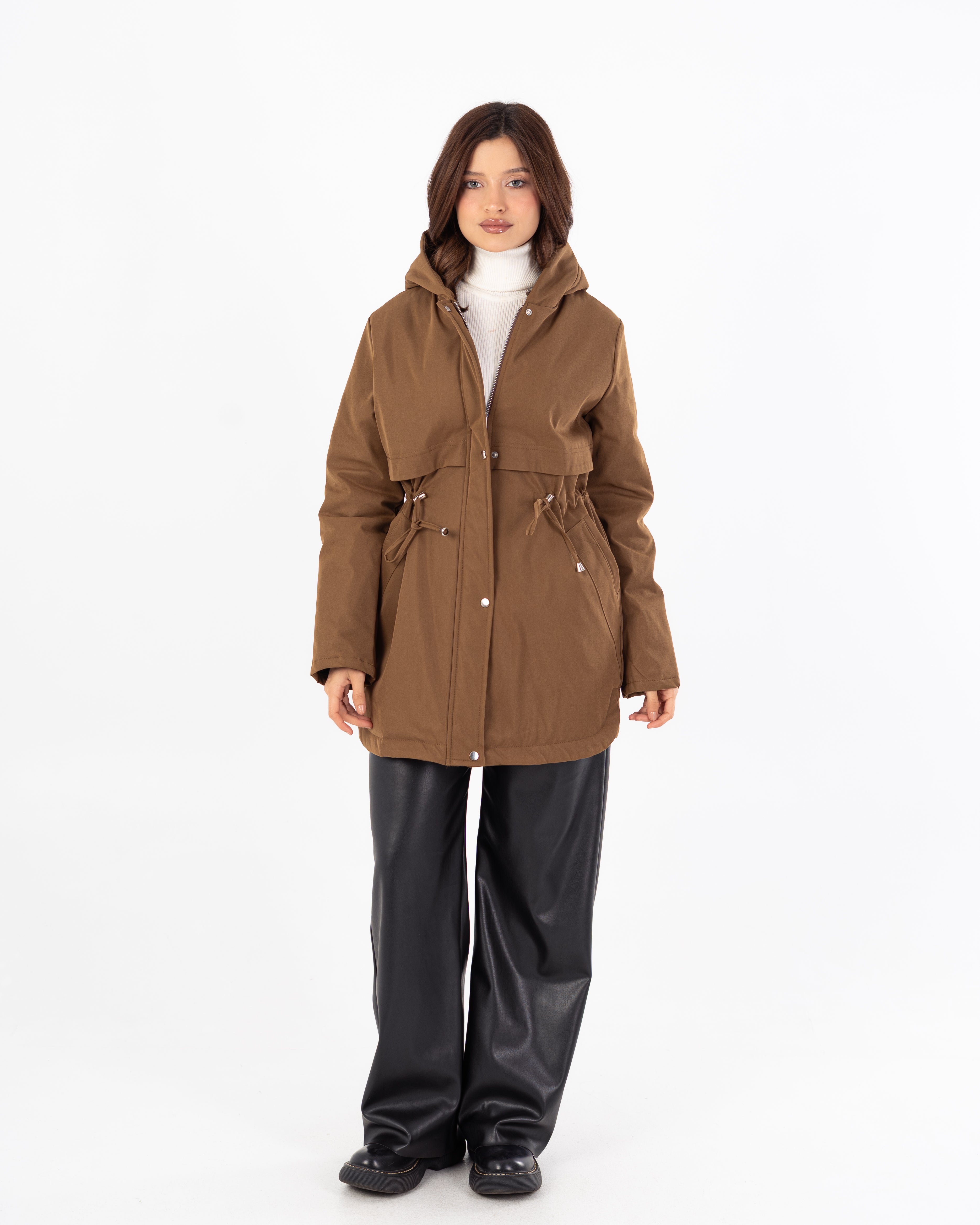 جاكيت طويل من الجبردين – بغطاء رأس (سحّاب وأزرار كبسولة)