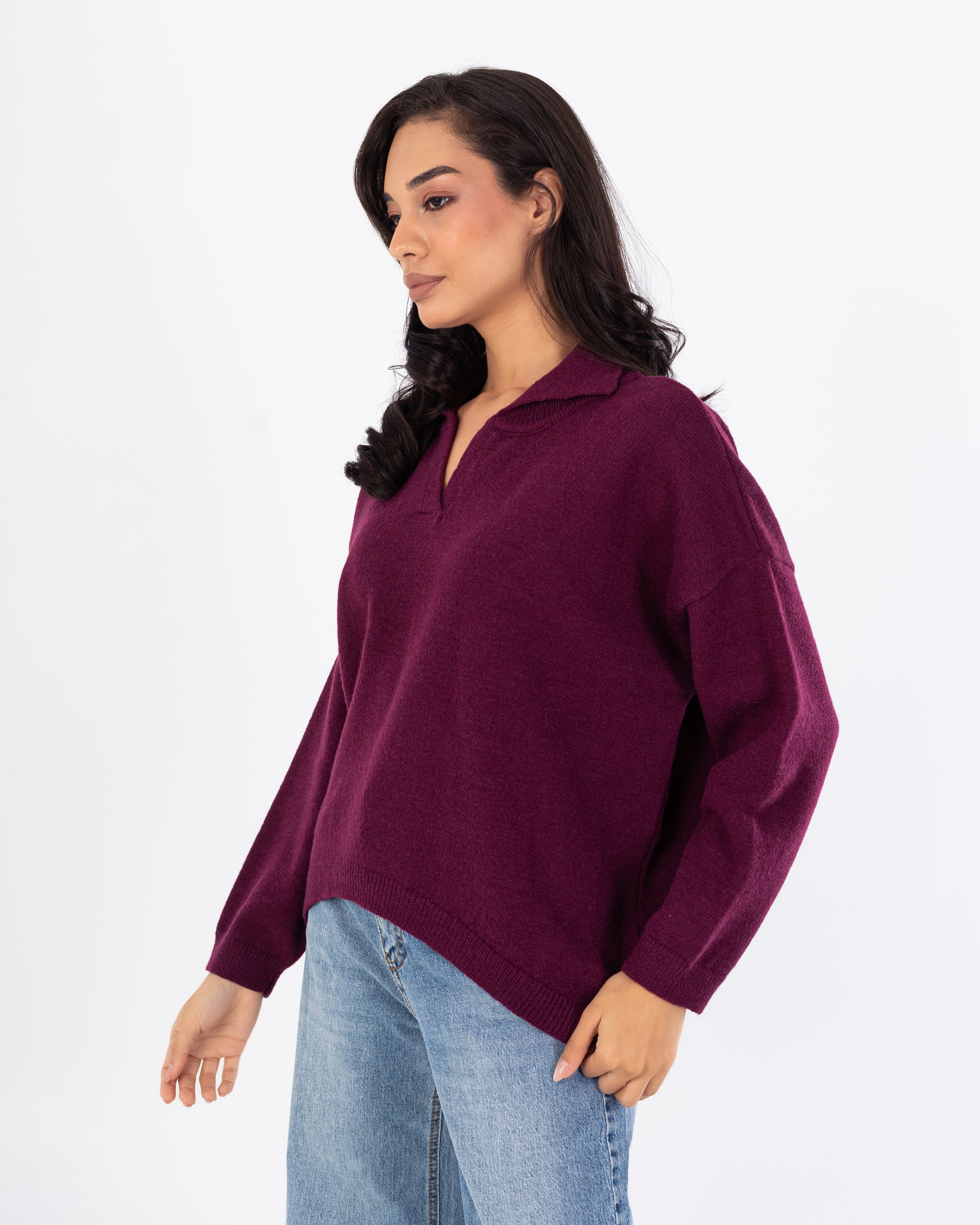 بلوفر كبير الحجم – رقبة على شكل حرف V (ألوان)