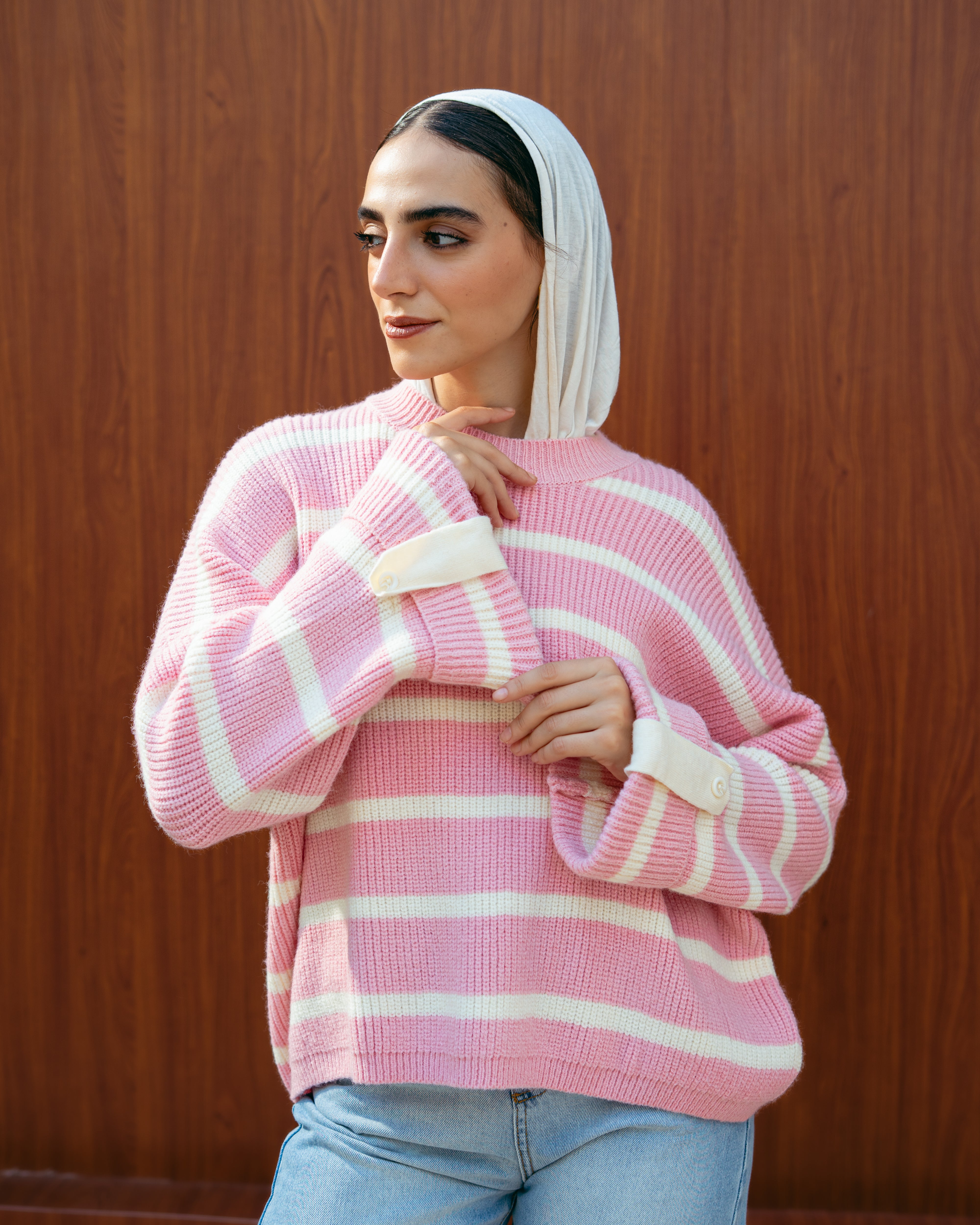 Knitwear Pullover – Striped (Buttoned Sleeves)