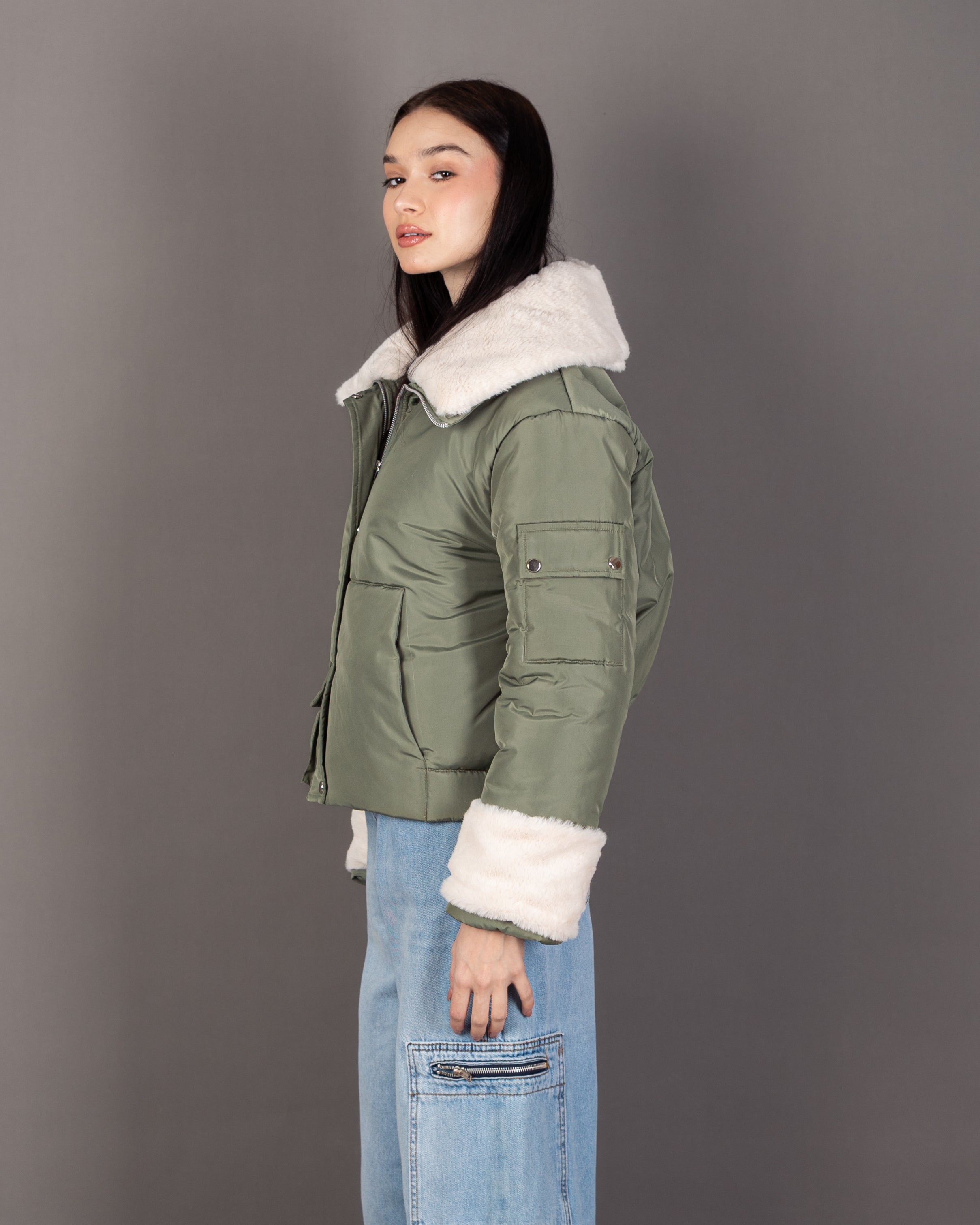 Waterproof Jacket With-  (Fur-Trimmed) Sleeves And Lining