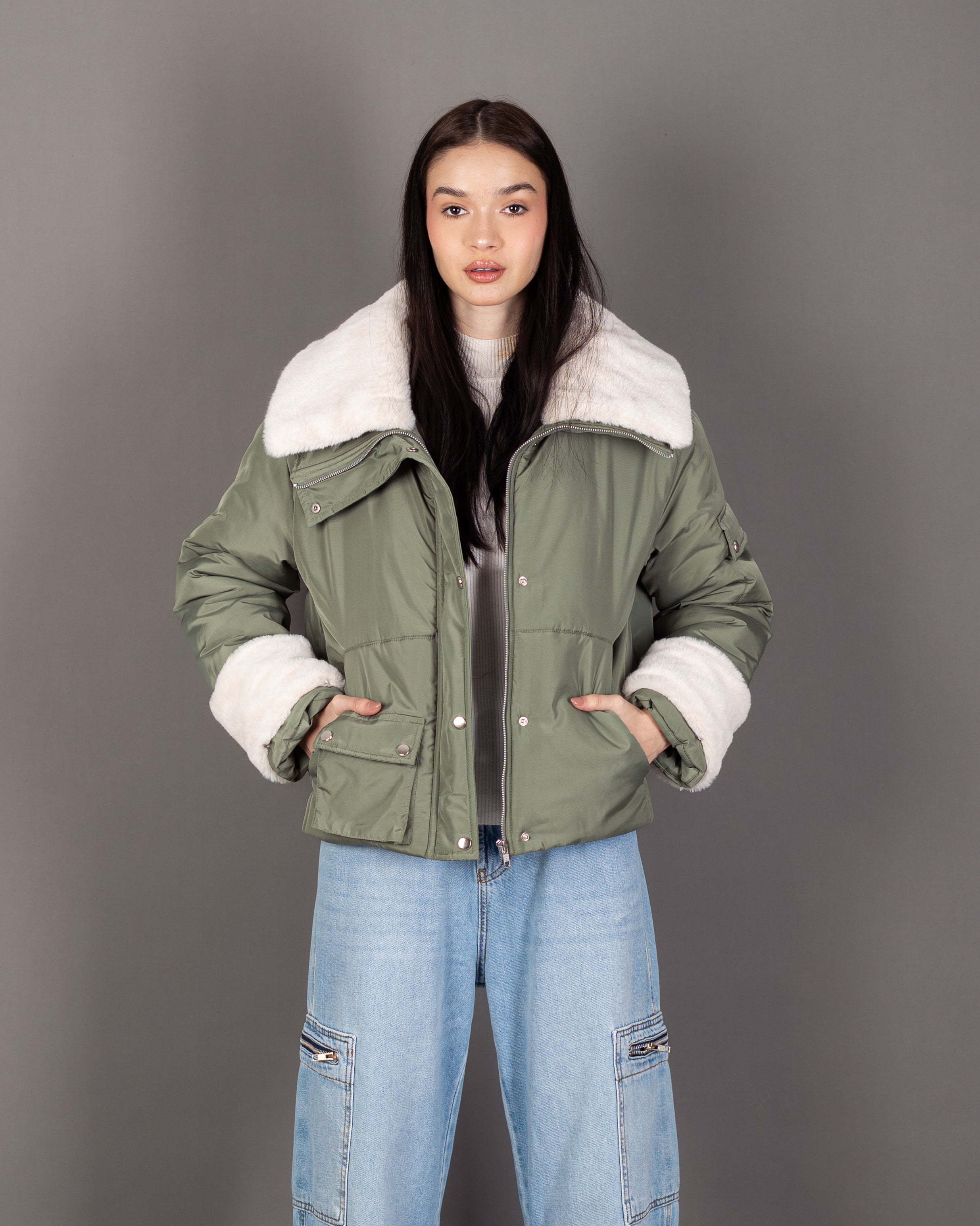 Waterproof Jacket With-  (Fur-Trimmed) Sleeves And Lining