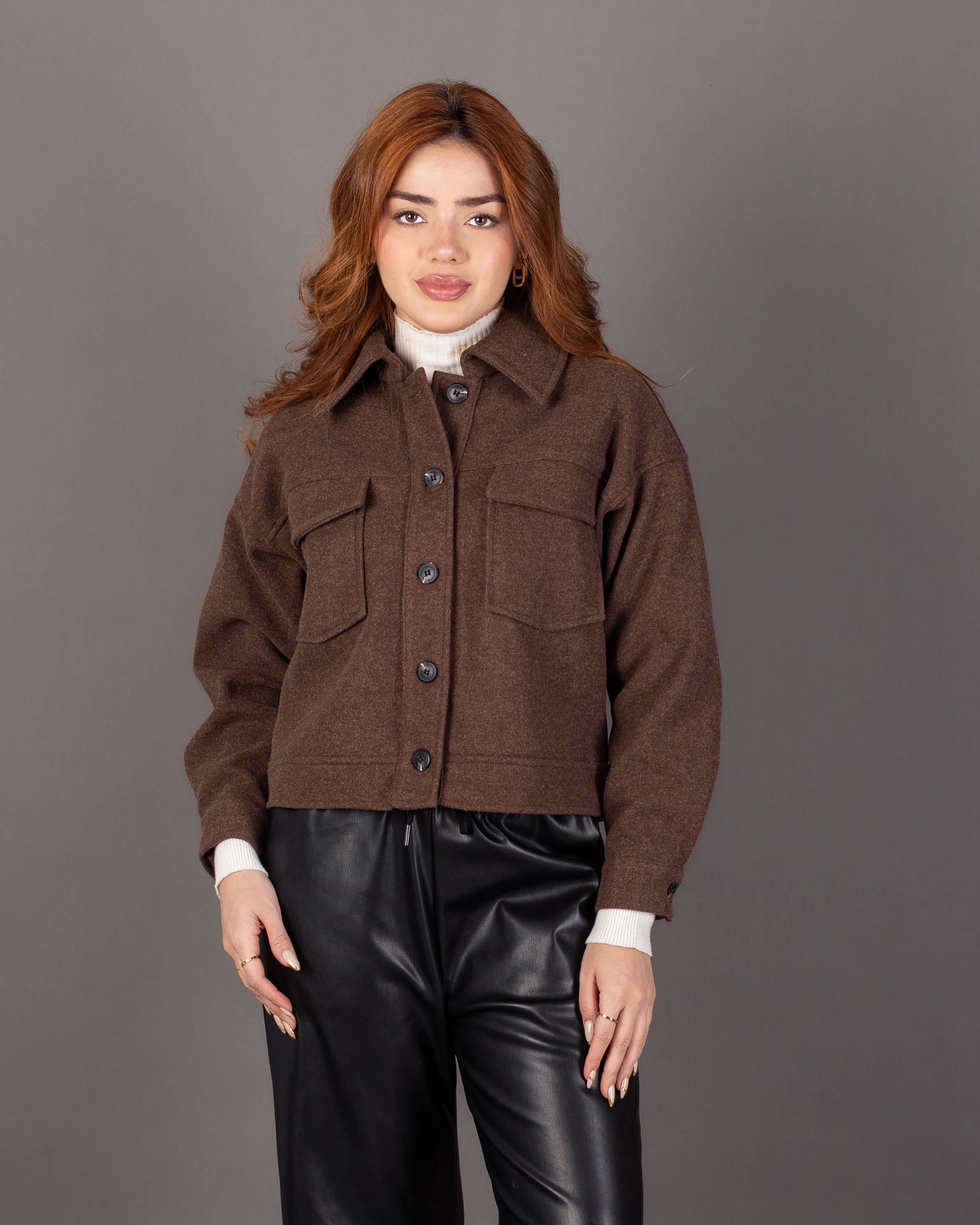 Short Wool Button - Jacket With Chest Pocket