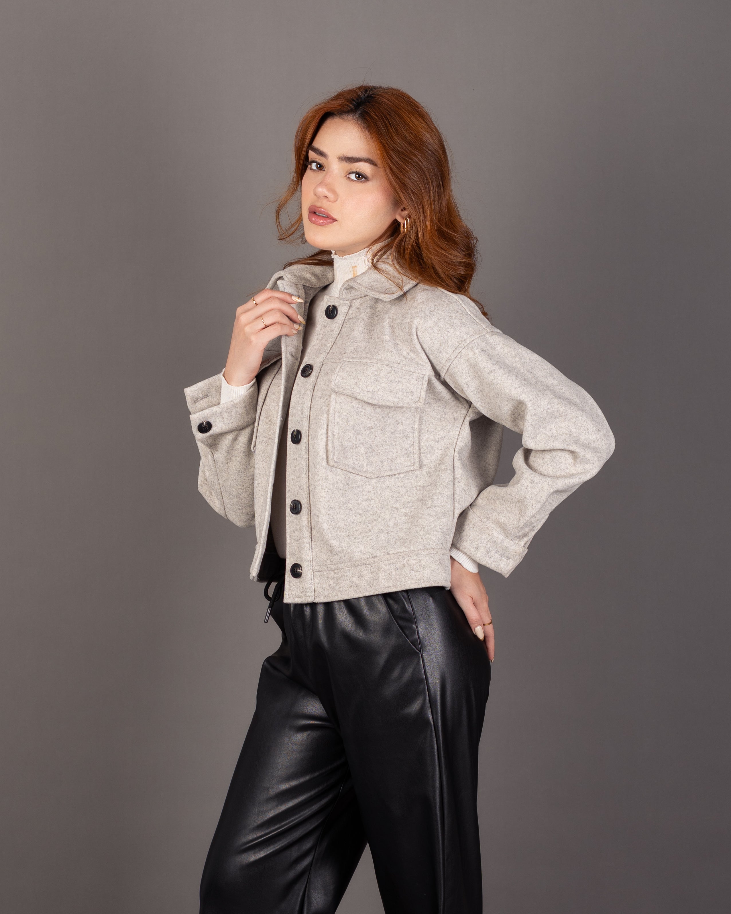 Short Wool Button - Jacket With Chest Pocket