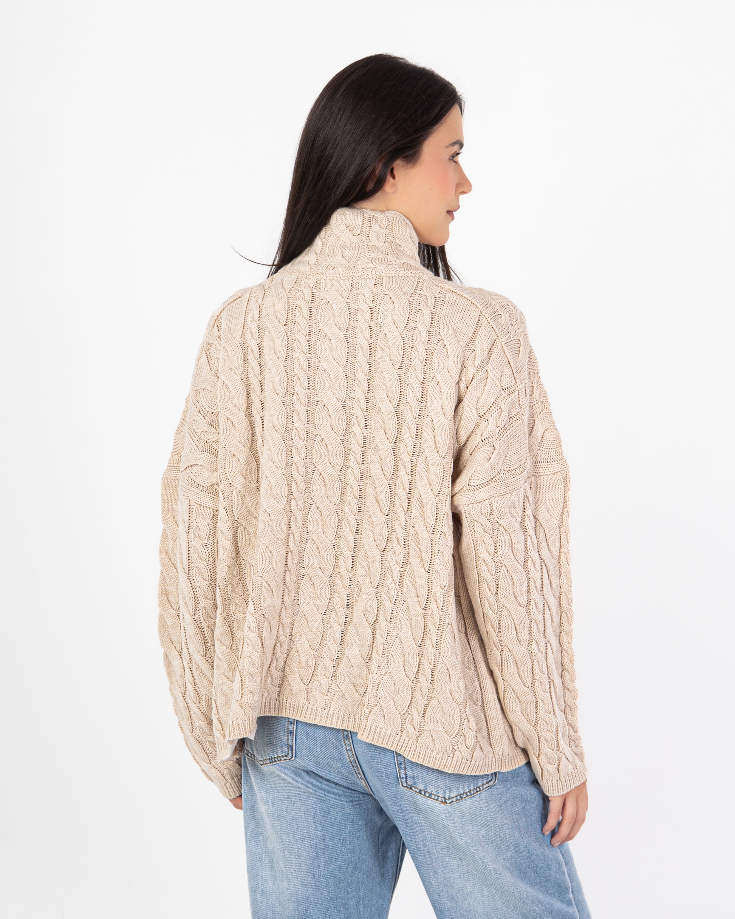 Knitwear Pullover – Braided Pattern (With Zipper Neck)