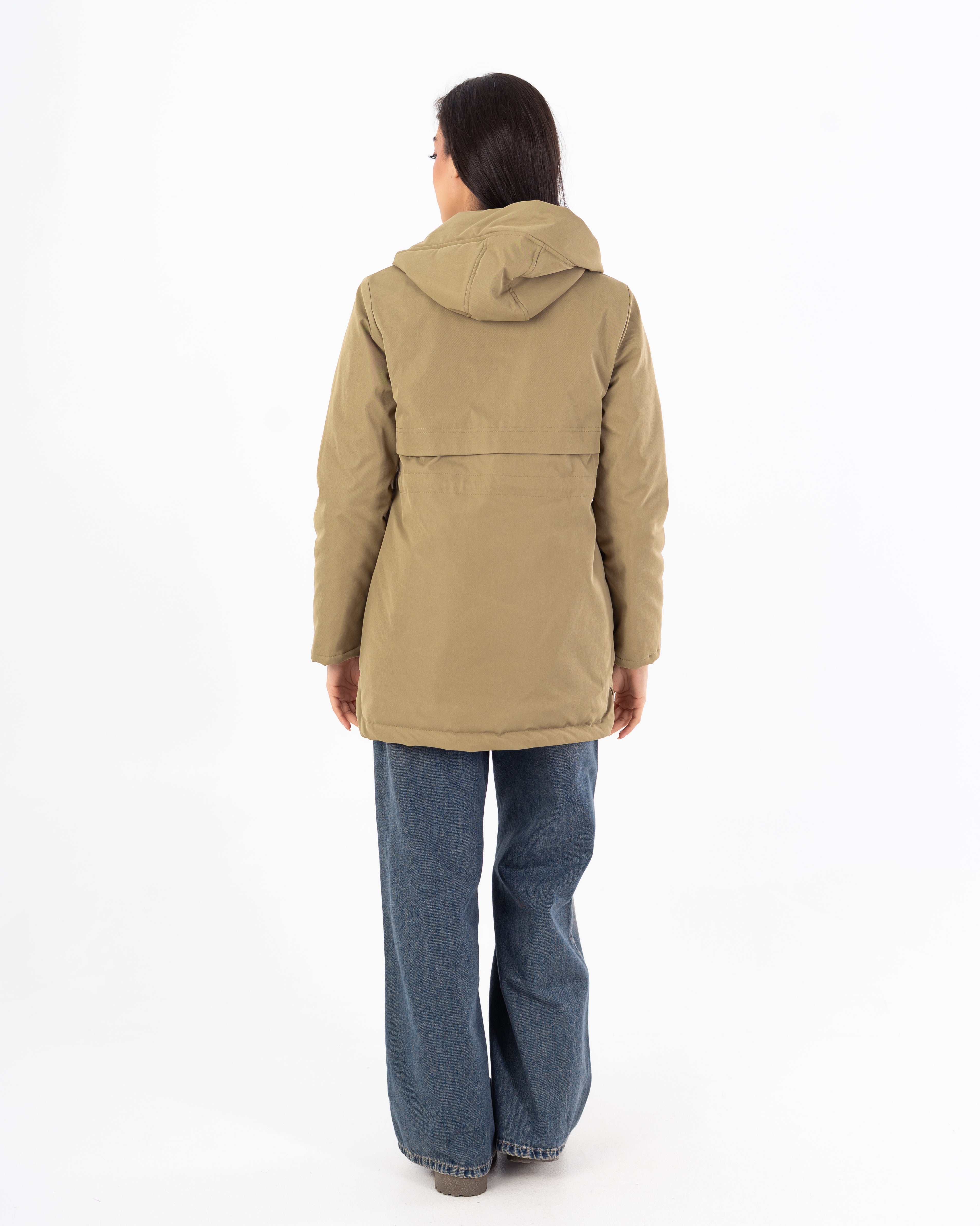 جاكيت طويل من الجبردين – بغطاء رأس (سحّاب وأزرار كبسولة)