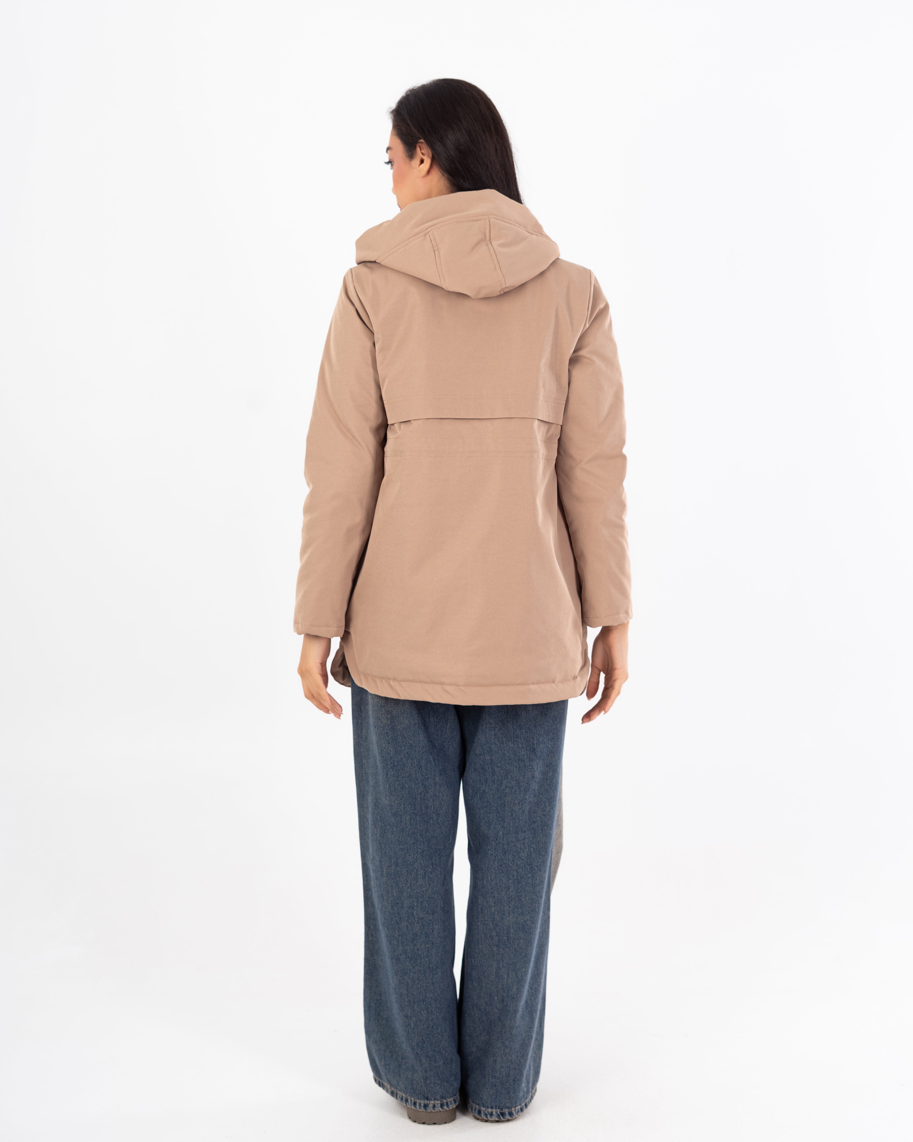 جاكيت طويل من الجبردين – بغطاء رأس (سحّاب وأزرار كبسولة)