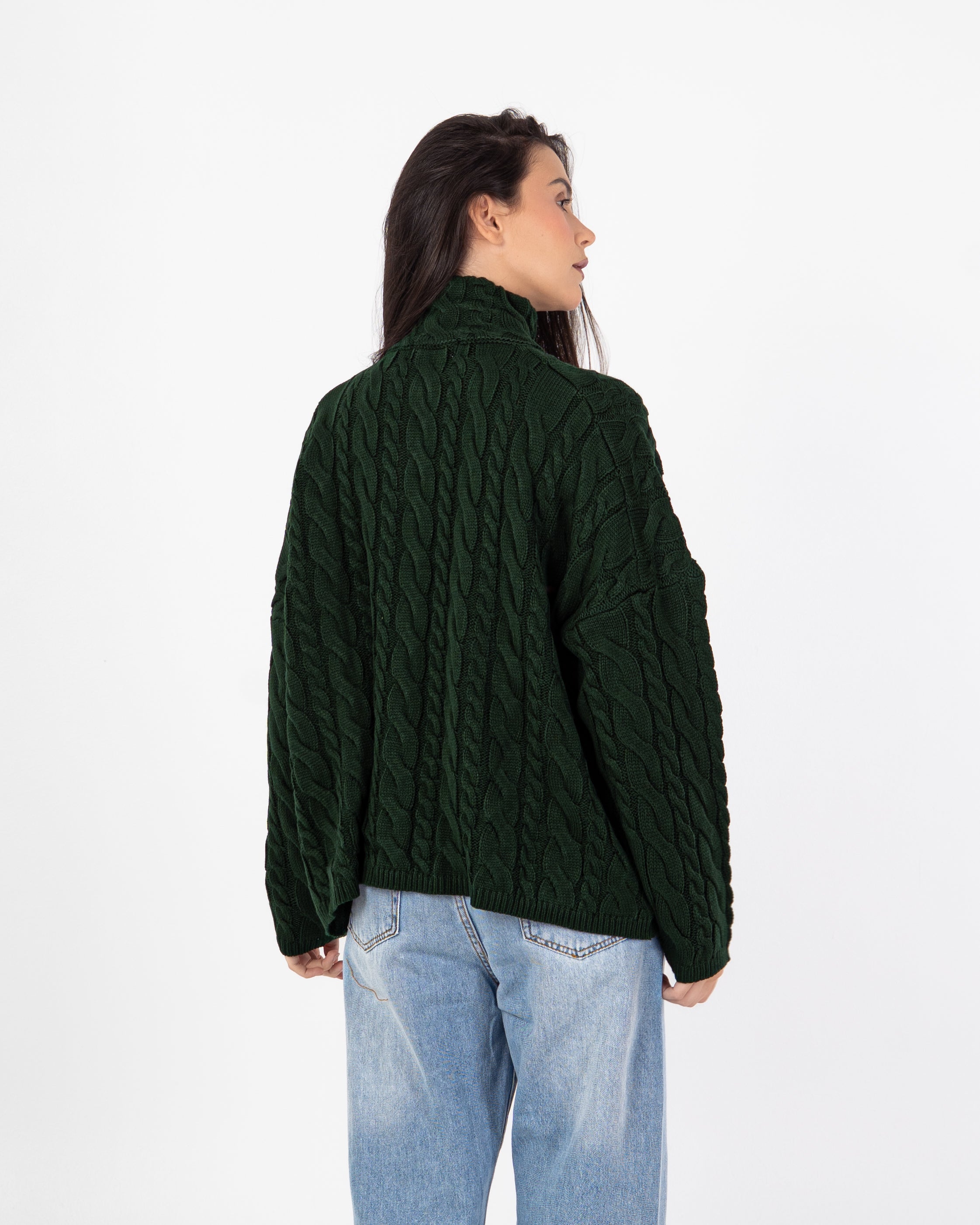 Knitwear Pullover – Braided Pattern (With Zipper Neck)