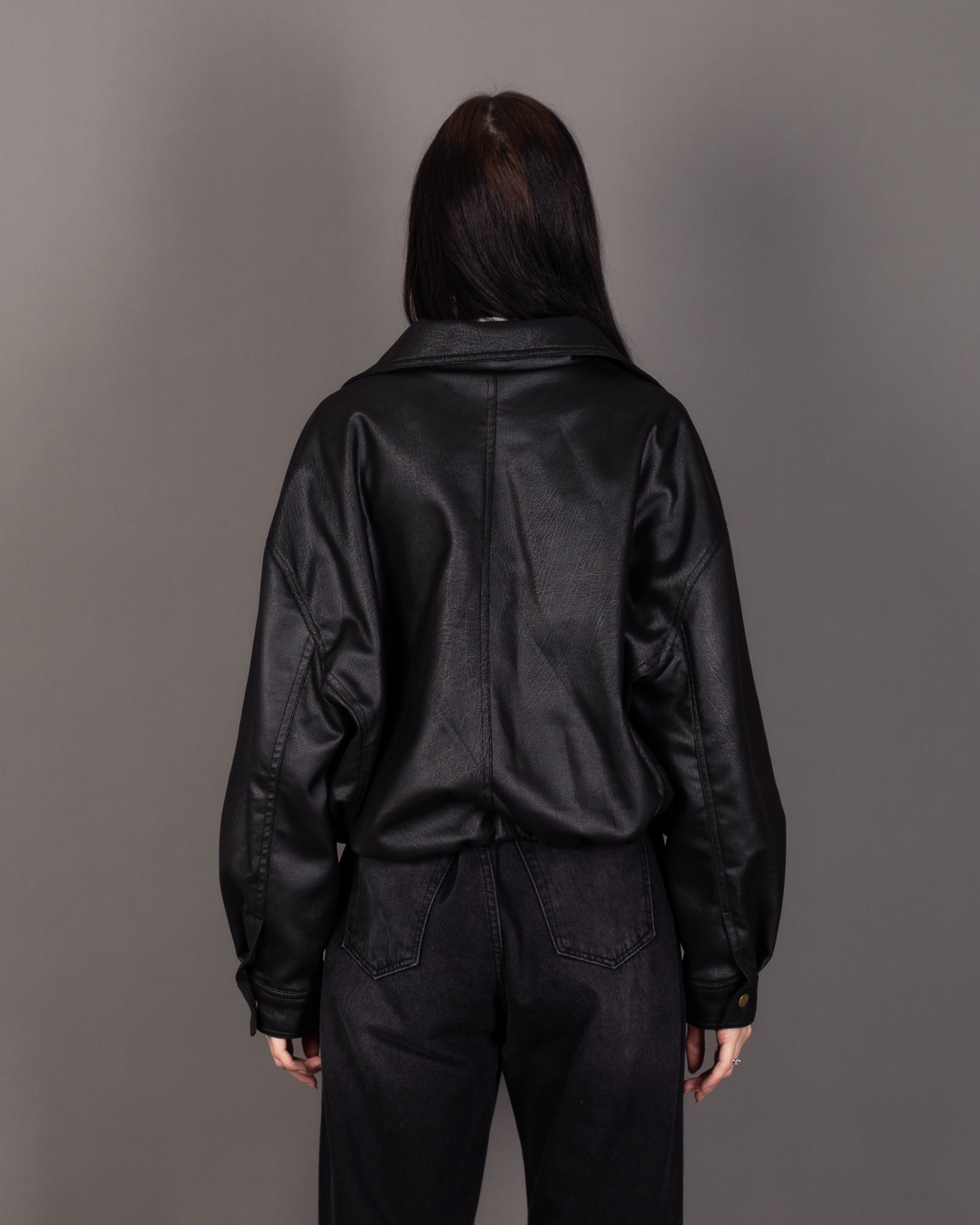 Plain Zip-Up Jacket With Snap Collar