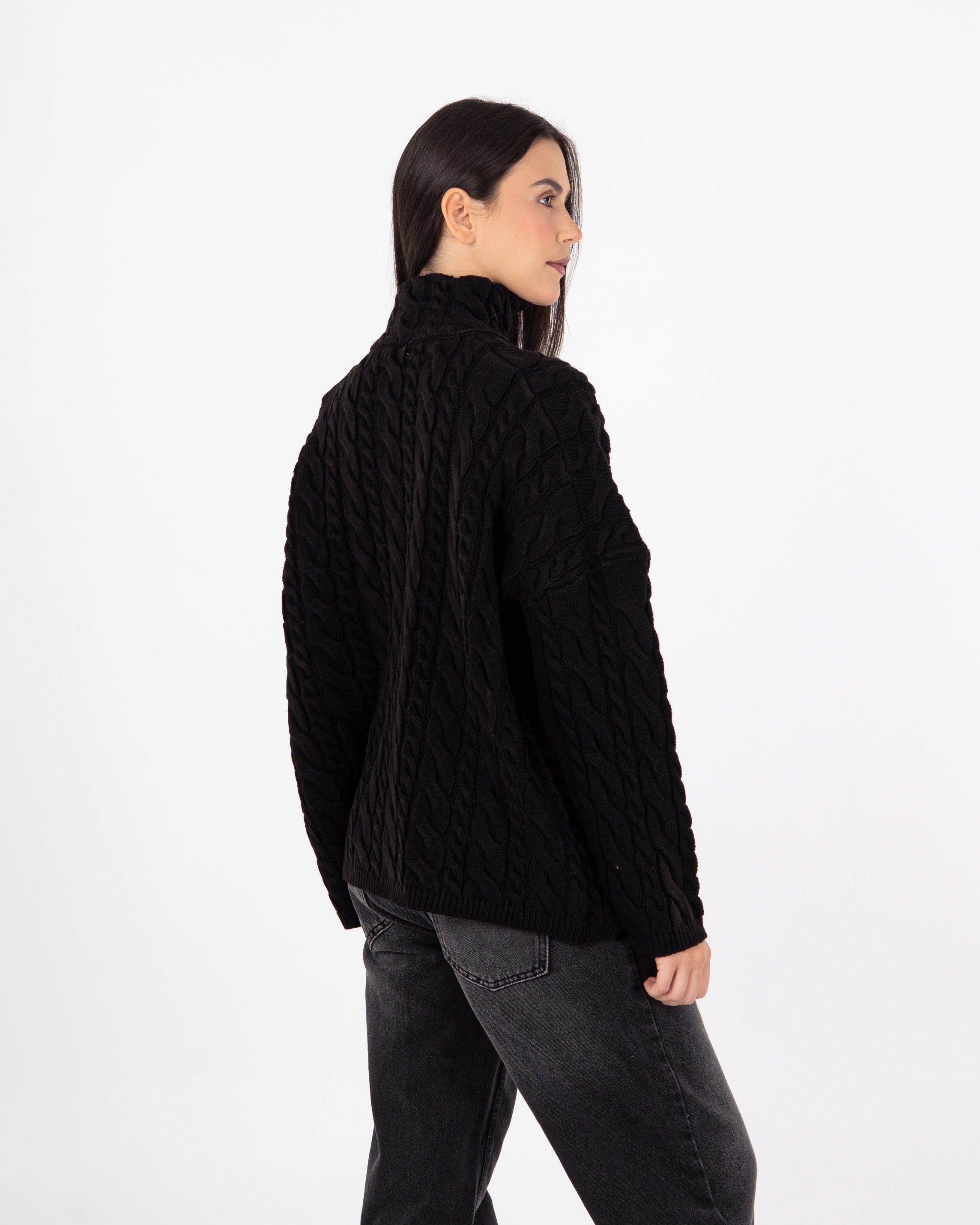 Knitwear Pullover – Braided Pattern (With Zipper Neck)