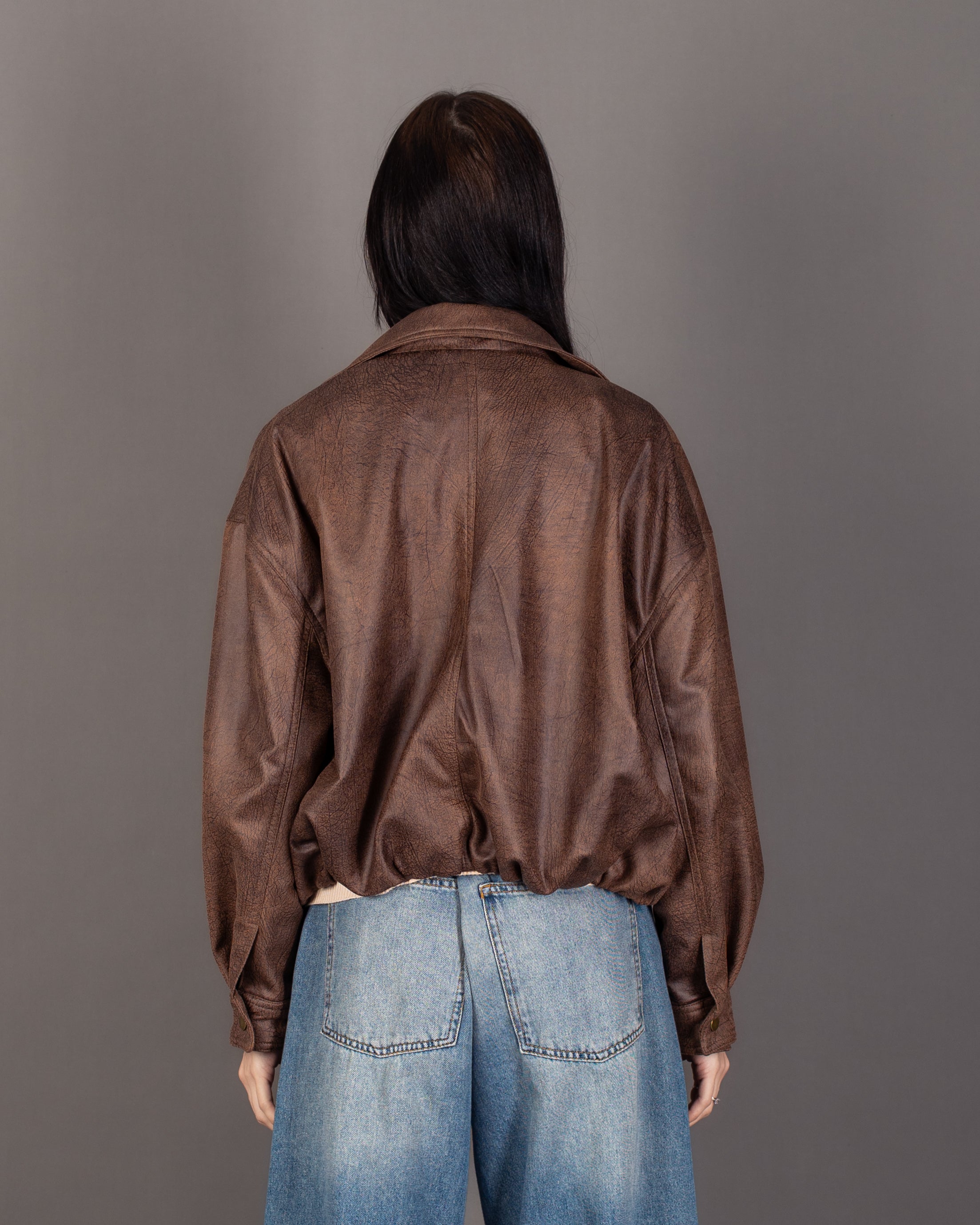 Plain Zip-Up Jacket With Snap Collar