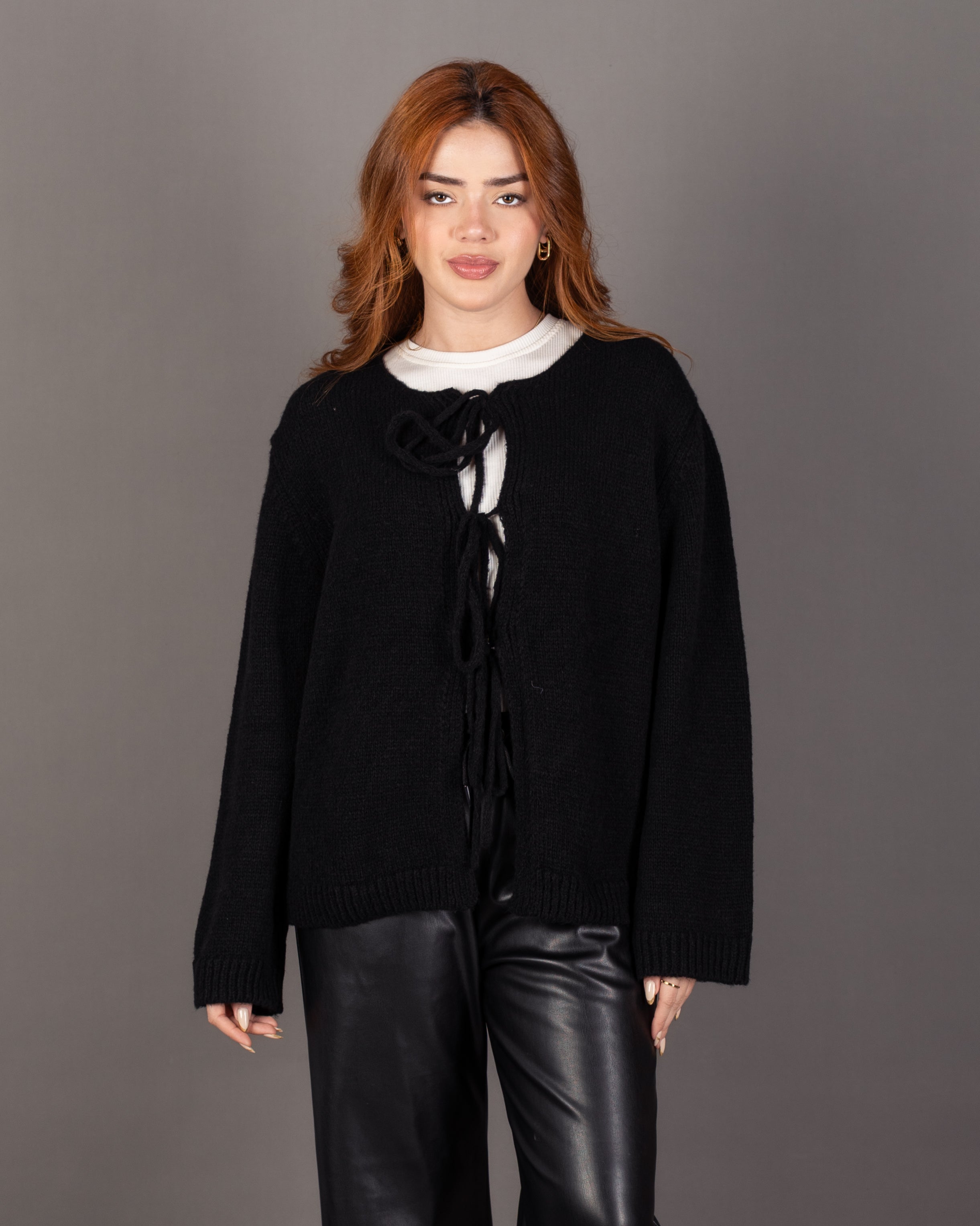 Open Knitwear - Cardigan With Front Tie