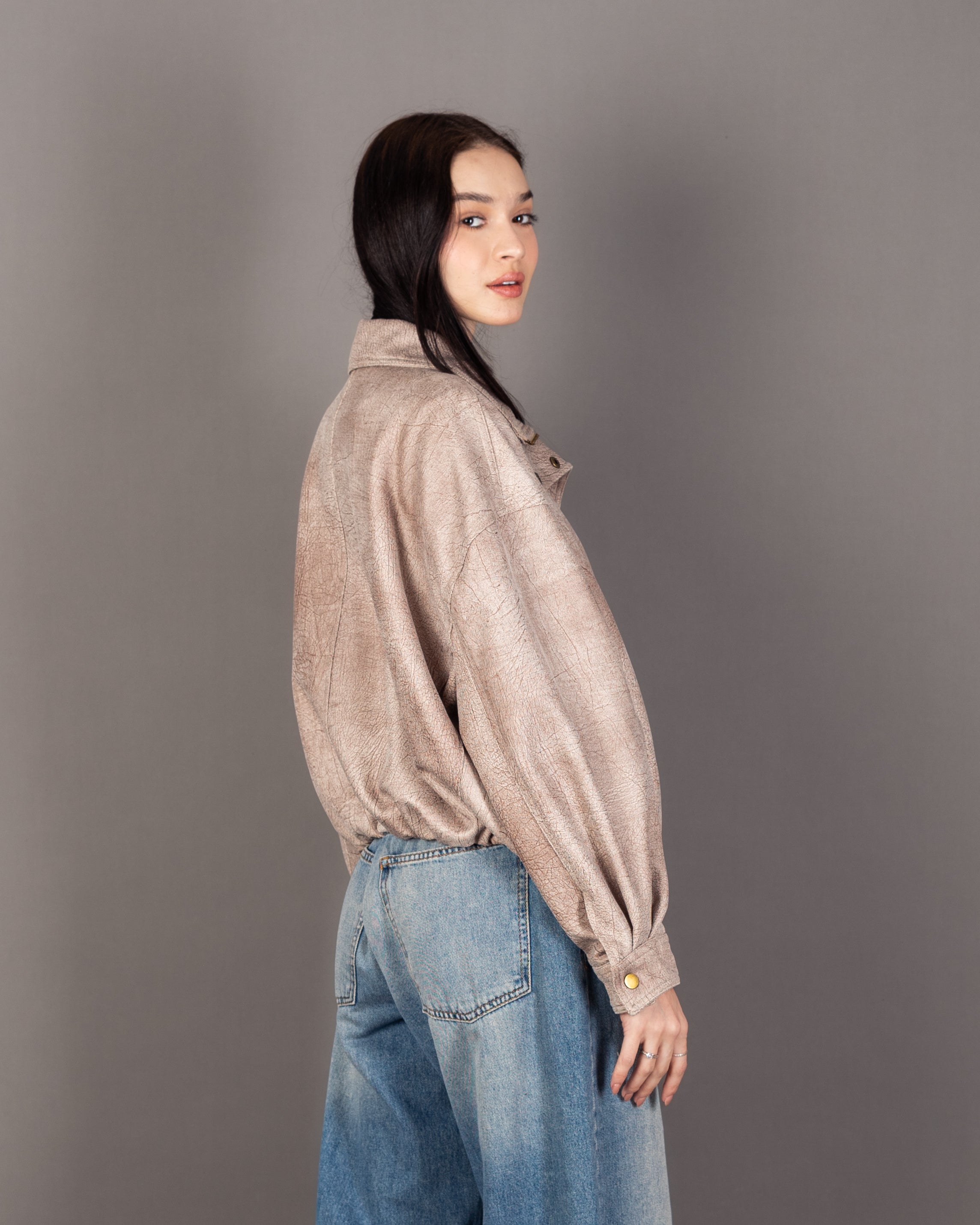 Plain Zip-Up Jacket With Snap Collar