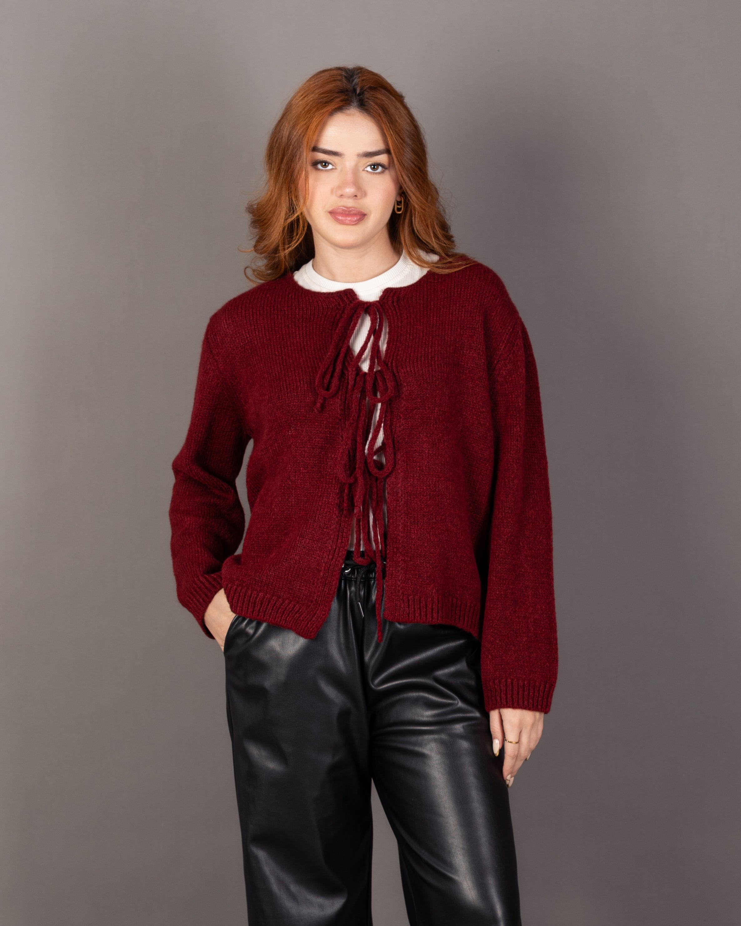 Open Knitwear - Cardigan With Front Tie