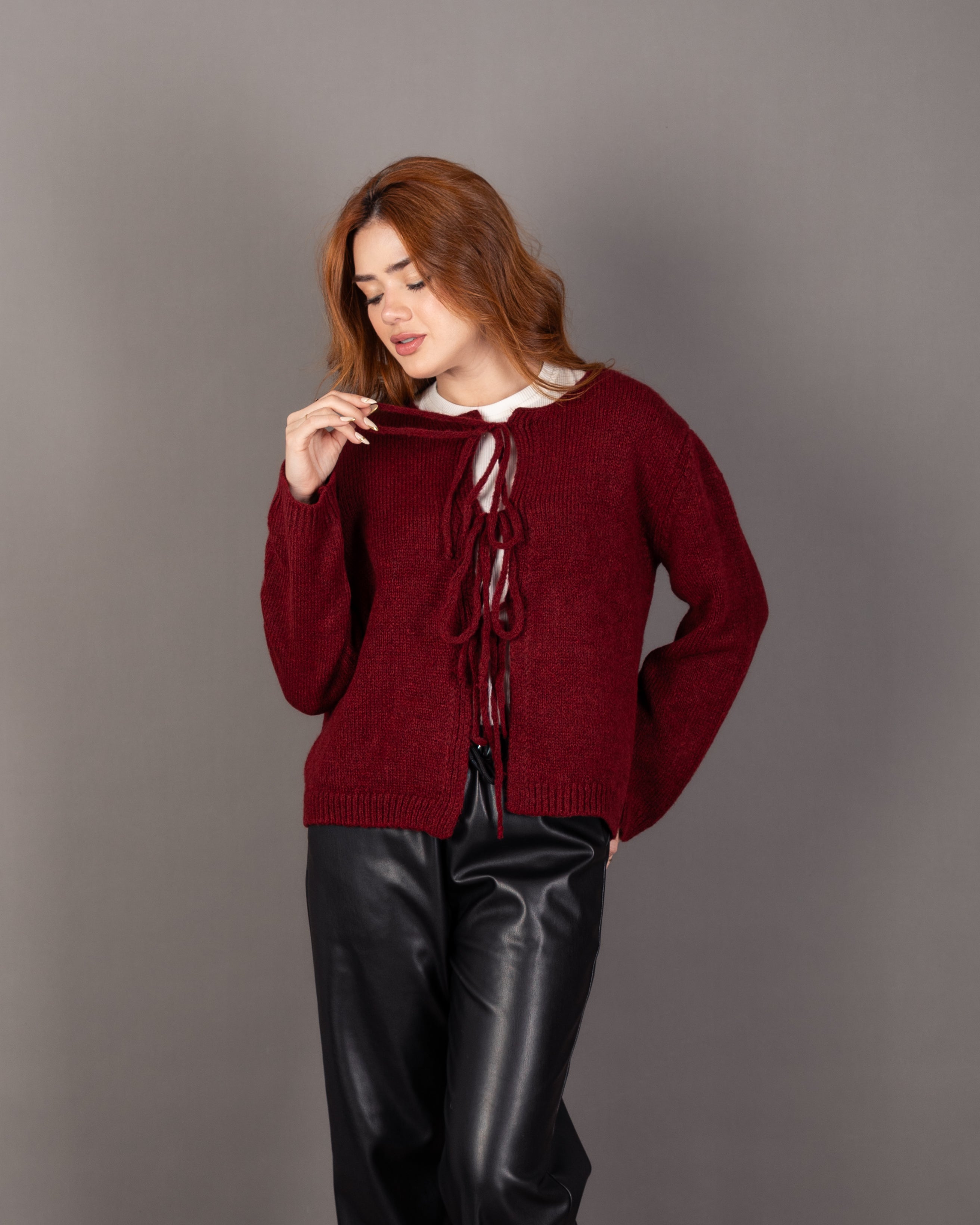 Open Knitwear - Cardigan With Front Tie