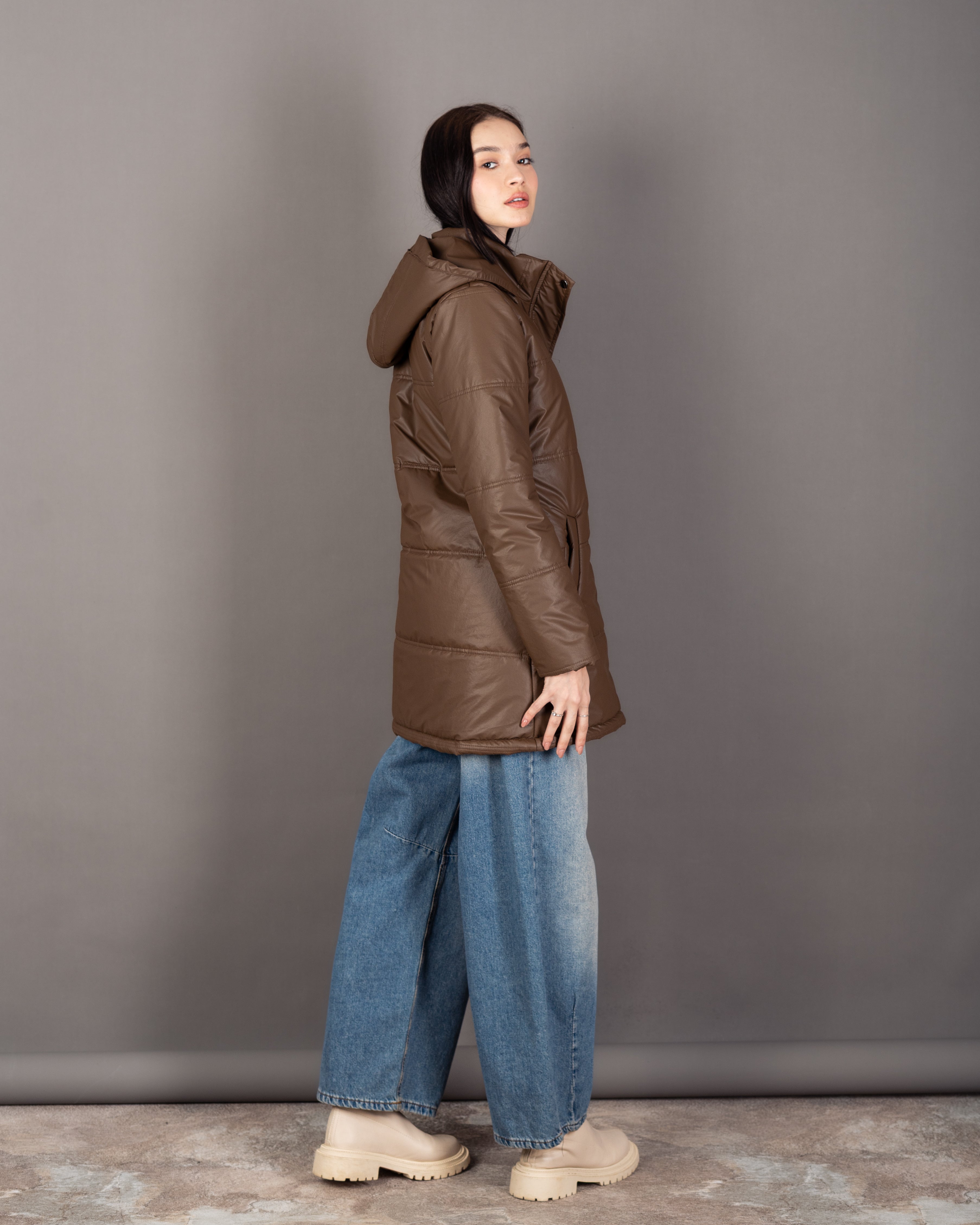 Long Hooded Jacket - With Snap Buttons