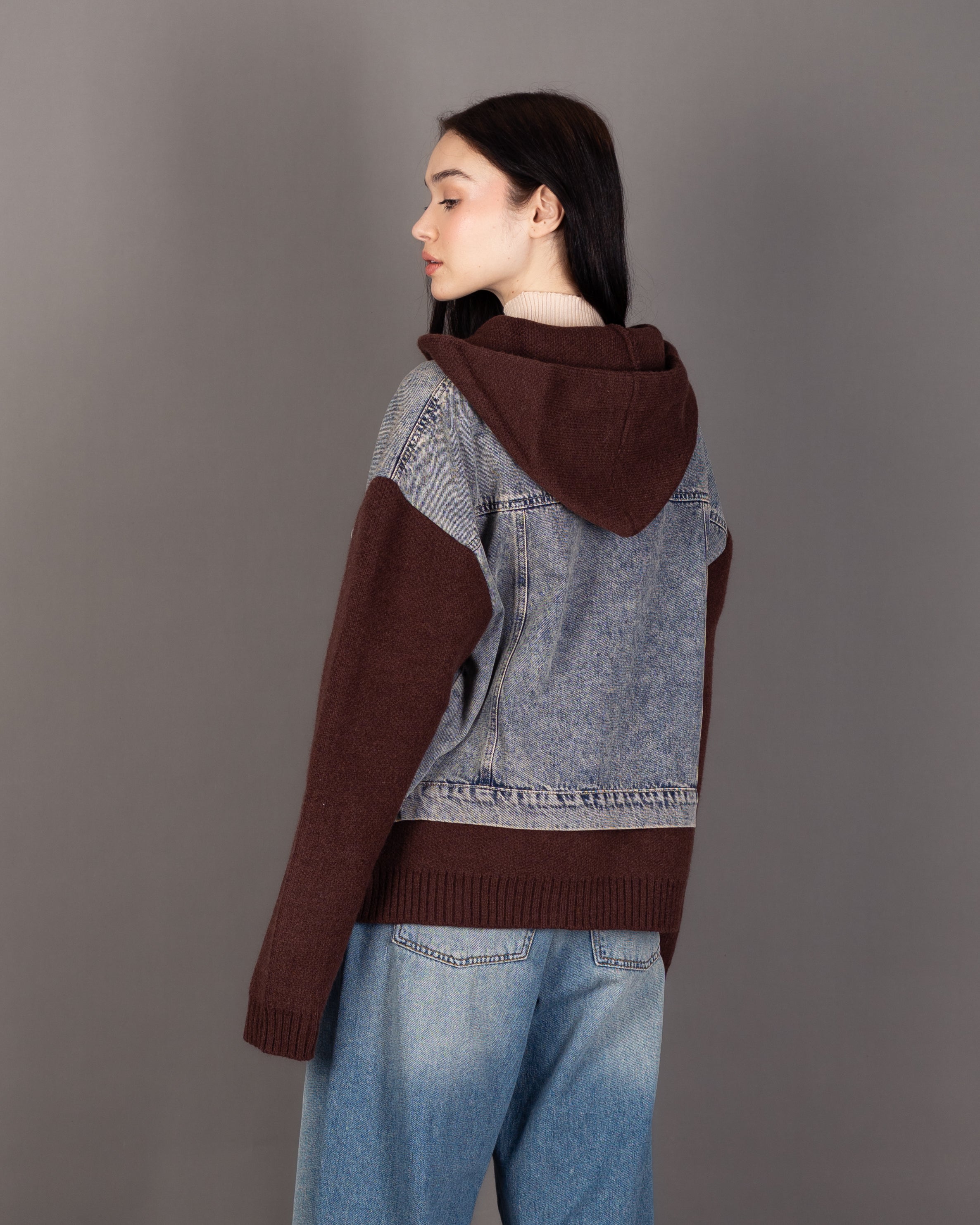 Knitwear Jacket - With Denim Pockets